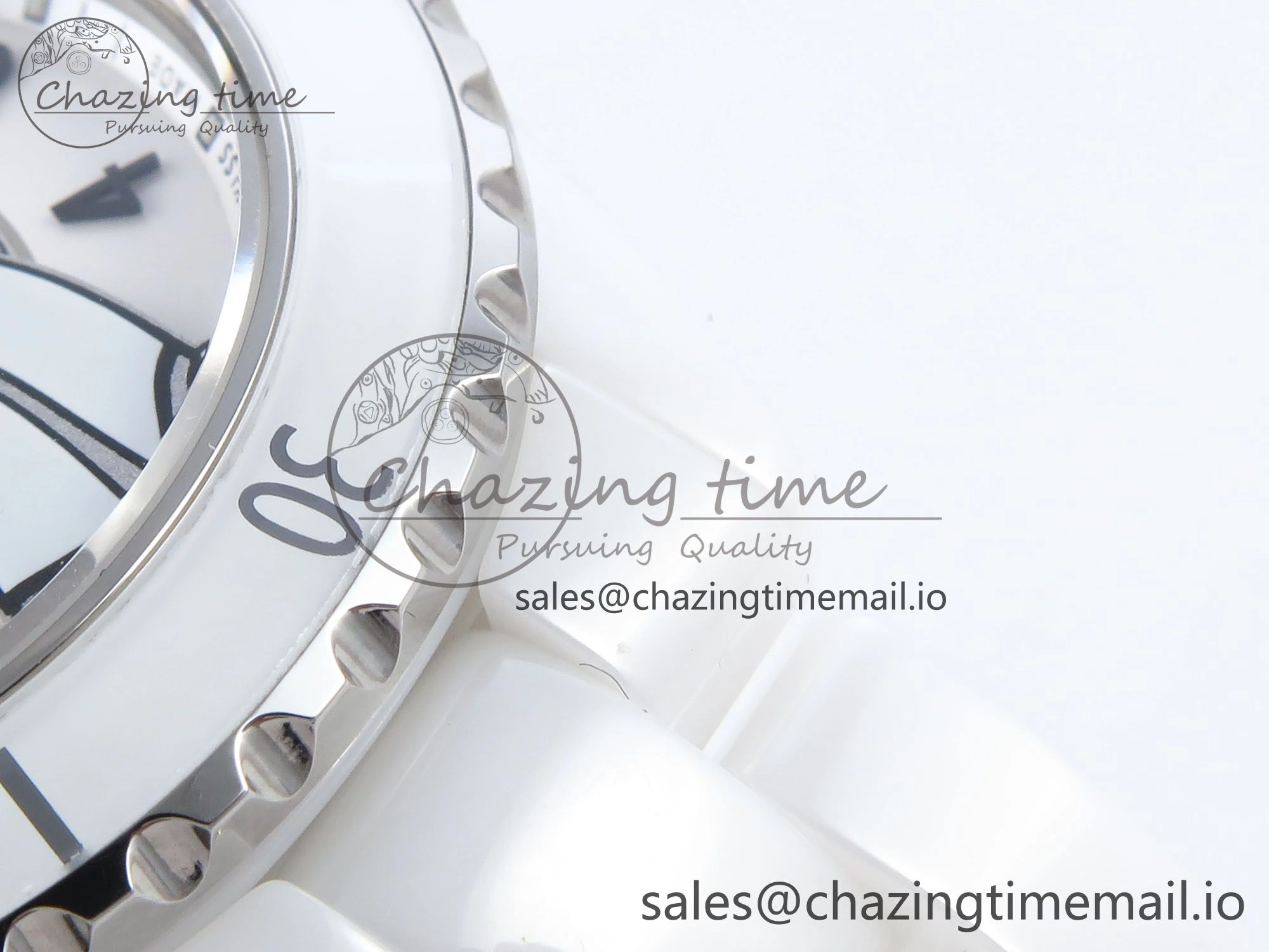 J13 33mm White Ceramic HTF 1:1 Best Edition White Boy Pattern Dial on Bracelet A12.1