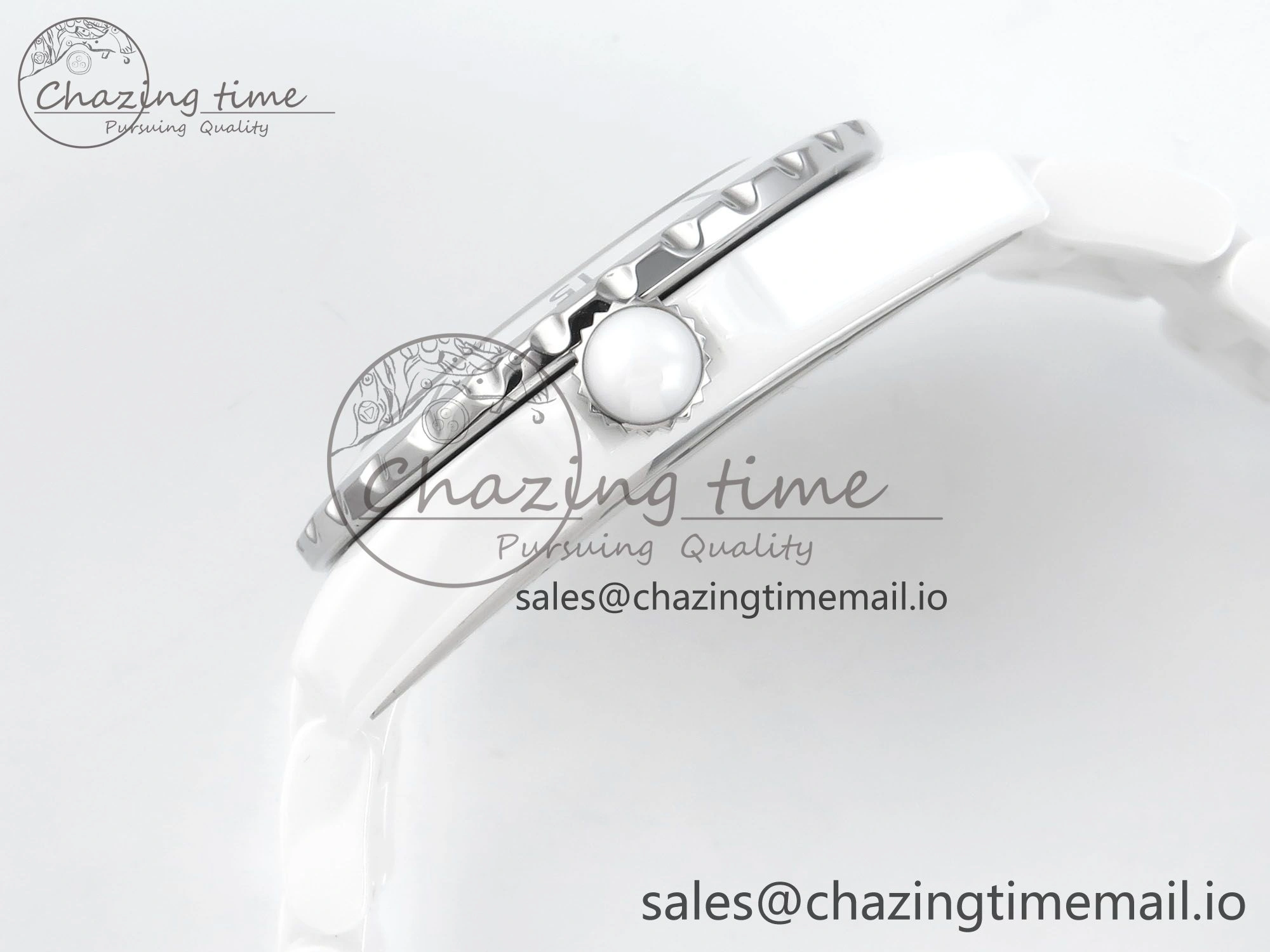 J13 33mm White Ceramic HTF 1:1 Best Edition White Boy Pattern Dial on Bracelet A2892