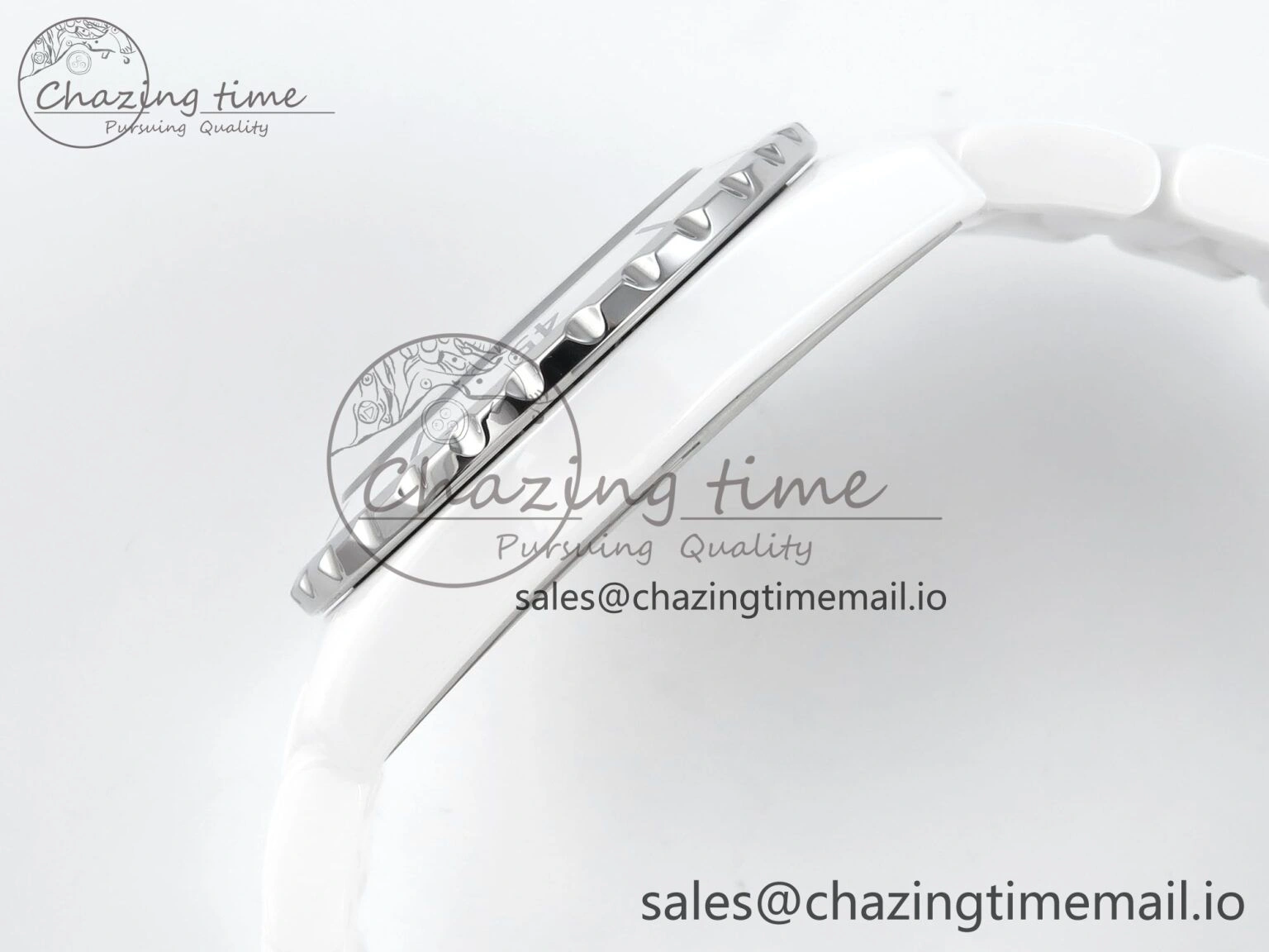 J13 33mm White Ceramic HTF 1:1 Best Edition White Boy Pattern Dial on Bracelet A2892
