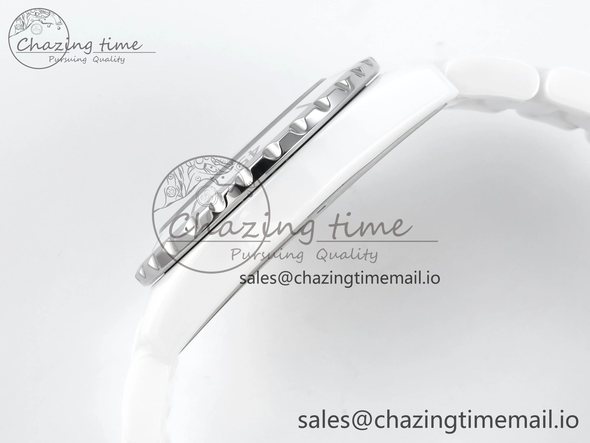 J13 33mm White Ceramic HTF 1:1 Best Edition White Boy Pattern Dial on Bracelet A2892