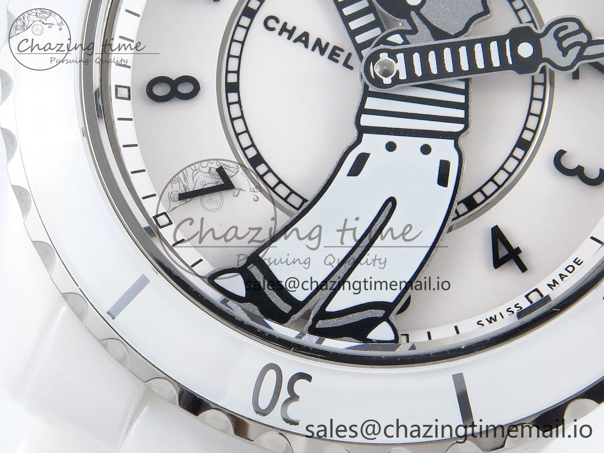 J13 33mm White Ceramic HTF 1:1 Best Edition White Boy Pattern Dial on Bracelet A2892