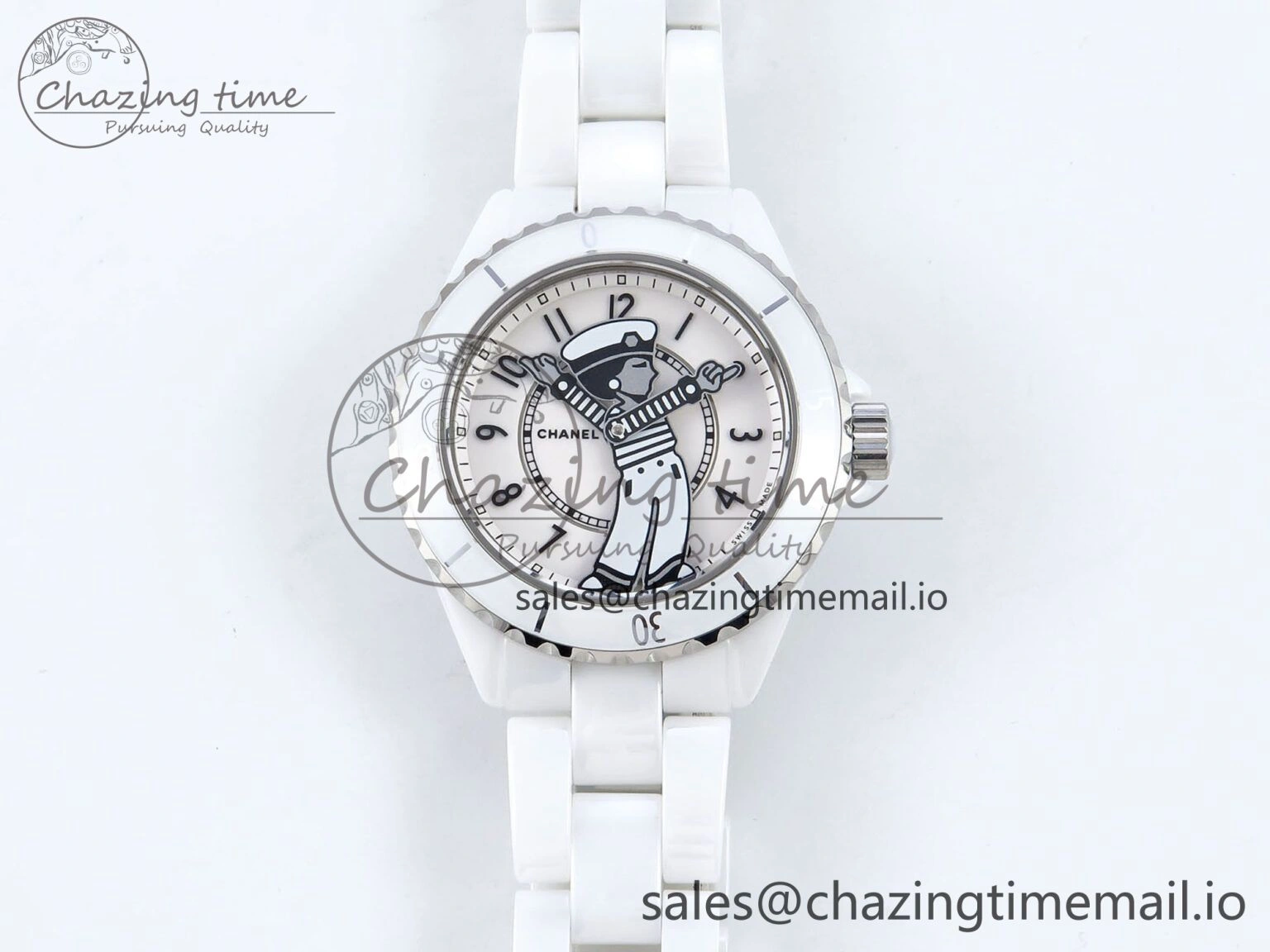 J13 33mm White Ceramic HTF 1:1 Best Edition White Boy Pattern Dial on Bracelet A2892