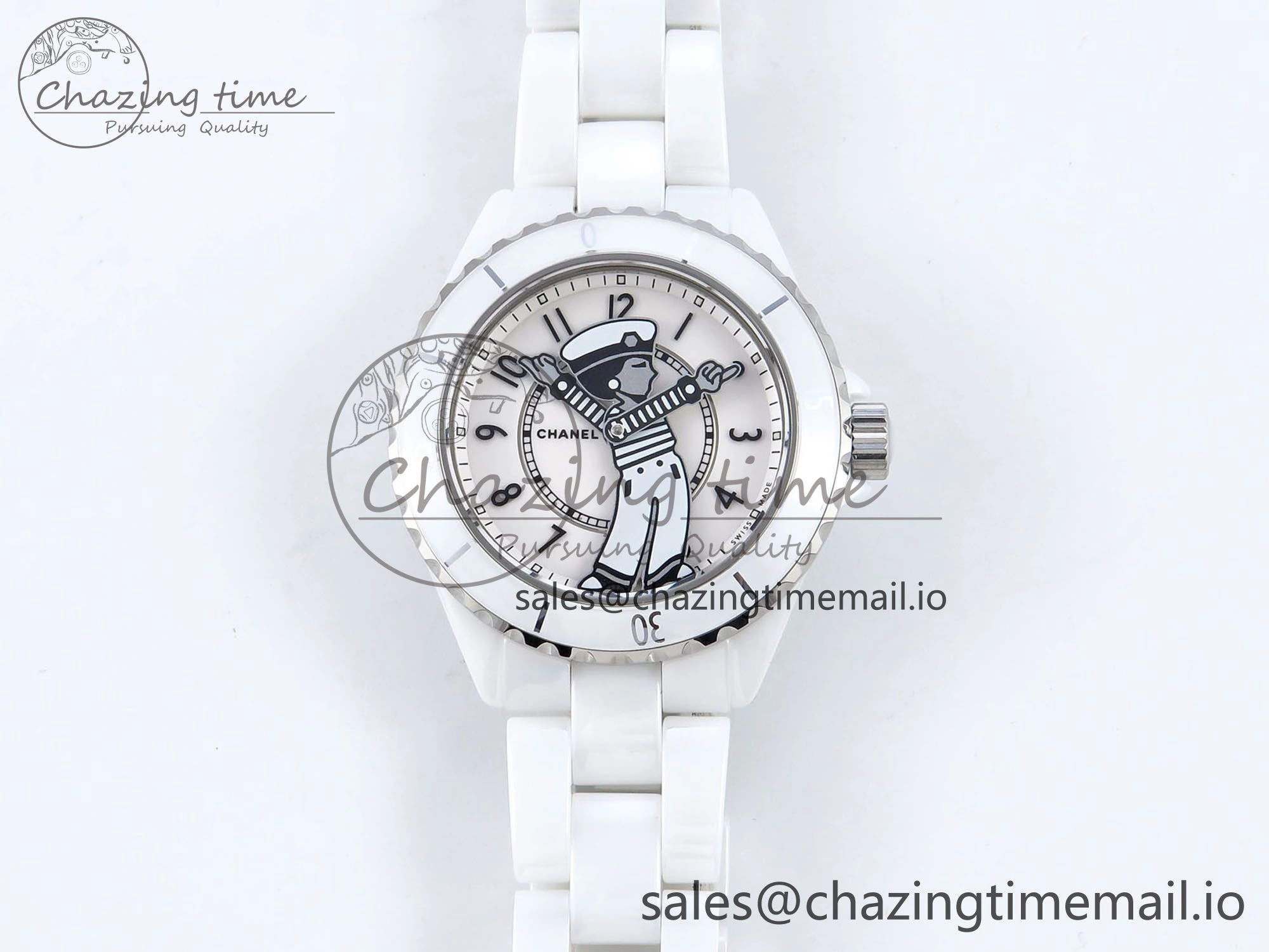 J13 33mm White Ceramic HTF 1:1 Best Edition White Boy Pattern Dial on Bracelet A2892