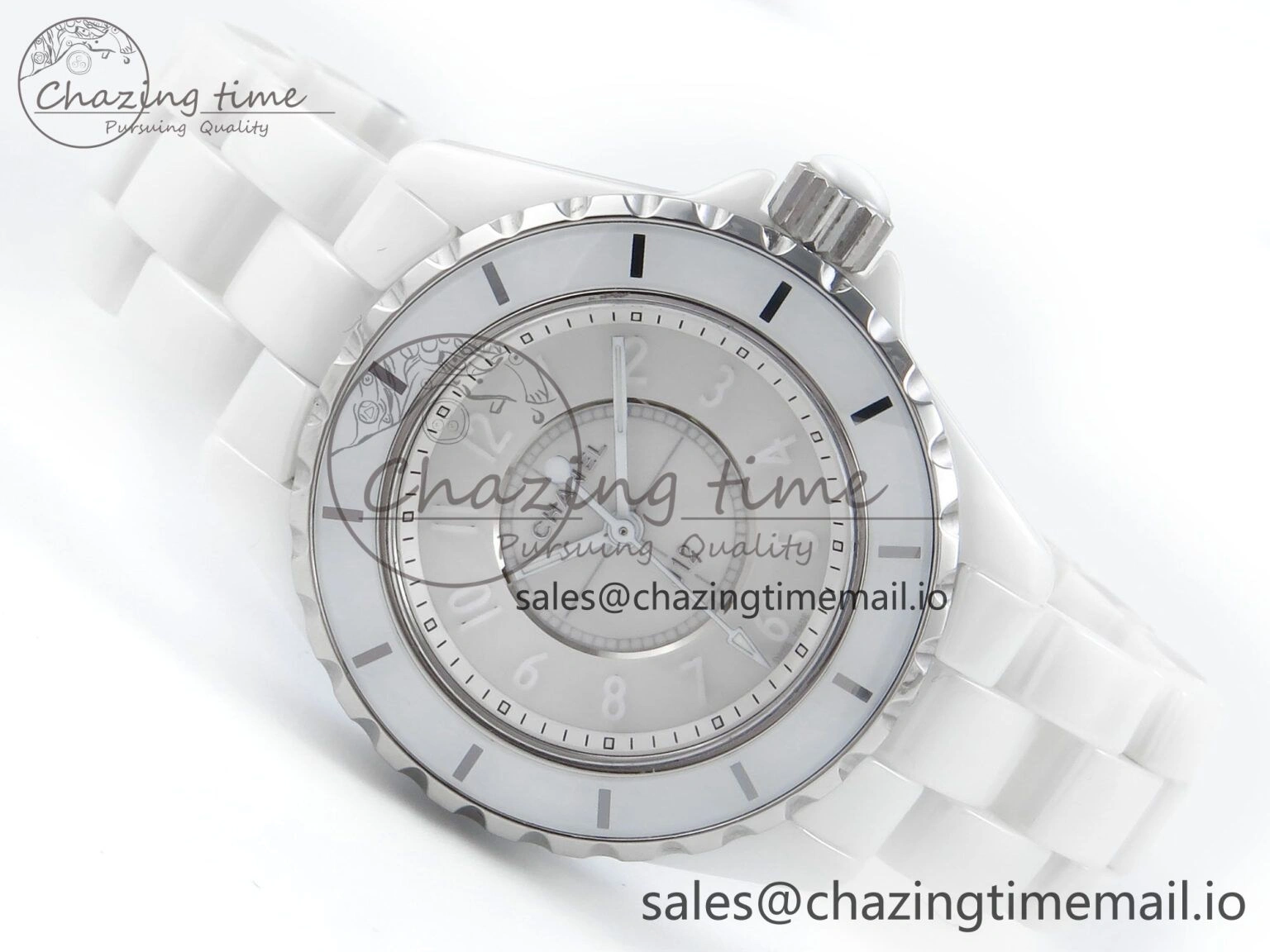 J13 33mm White Ceramic HTF 1:1 Best Edition White Dial Numbers Makers on Bracelet Swiss Quartz