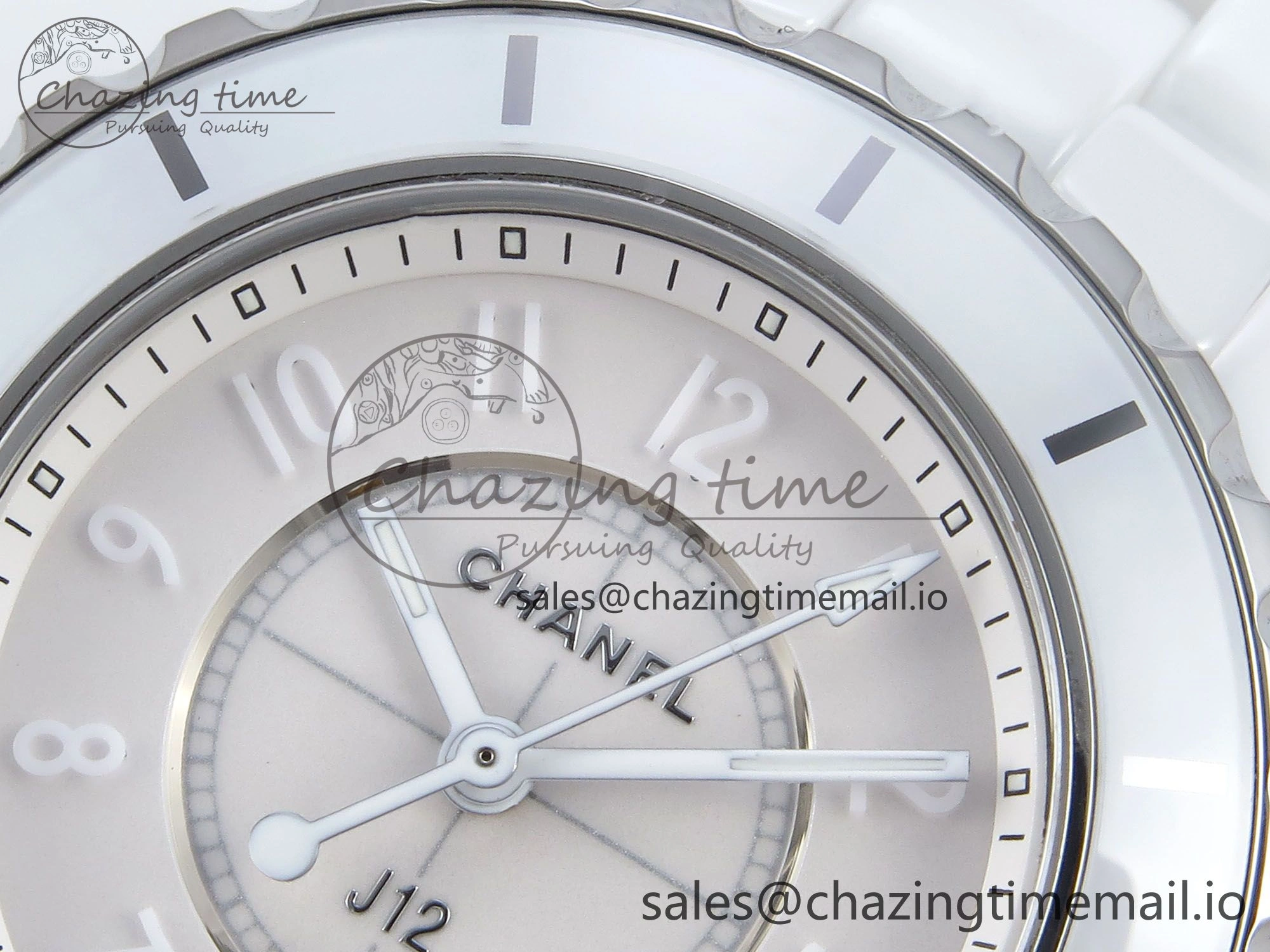 J13 33mm White Ceramic HTF 1:1 Best Edition White Dial Numbers Makers on Bracelet Swiss Quartz