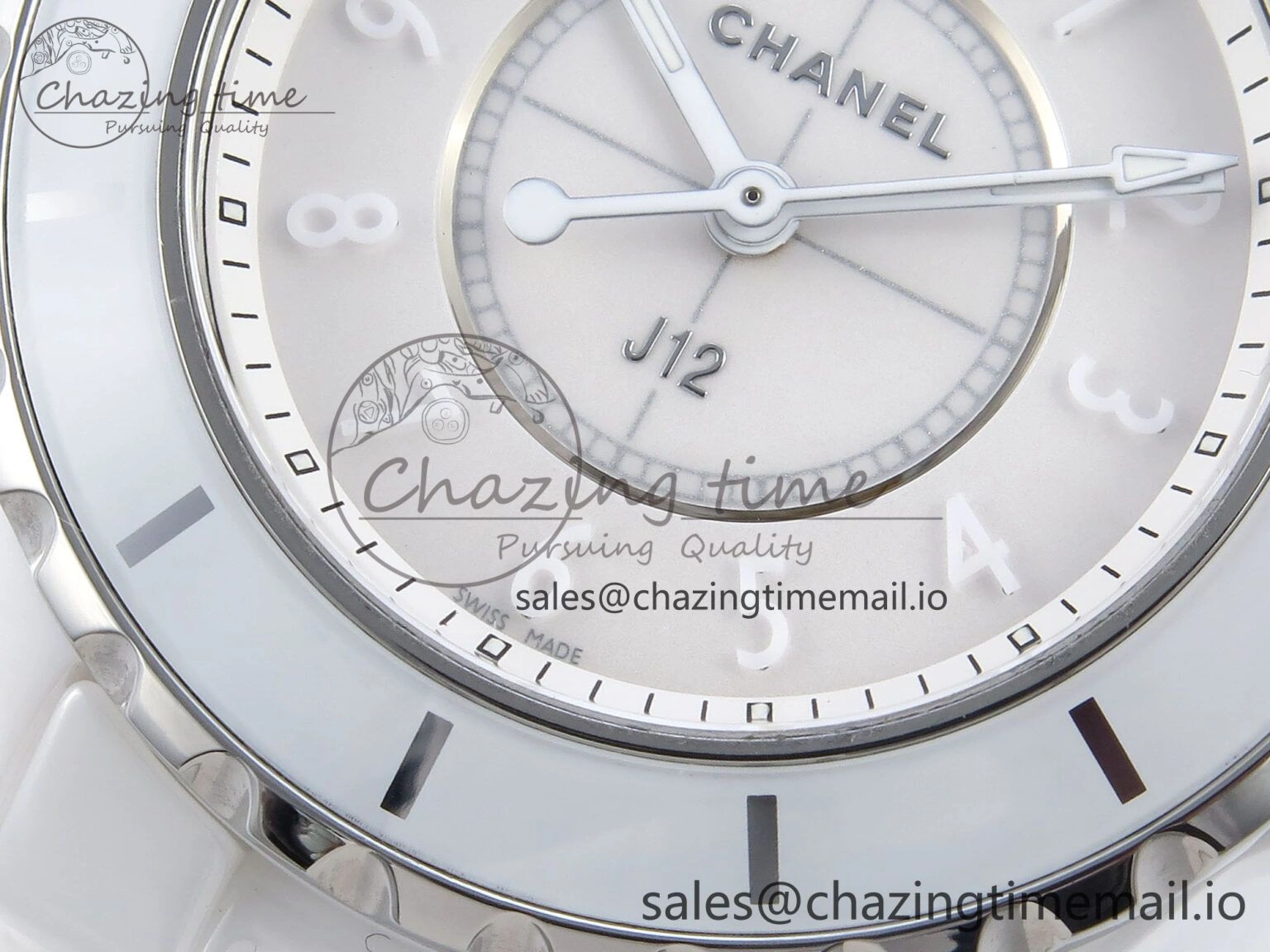 J13 33mm White Ceramic HTF 1:1 Best Edition White Dial Numbers Makers on Bracelet Swiss Quartz