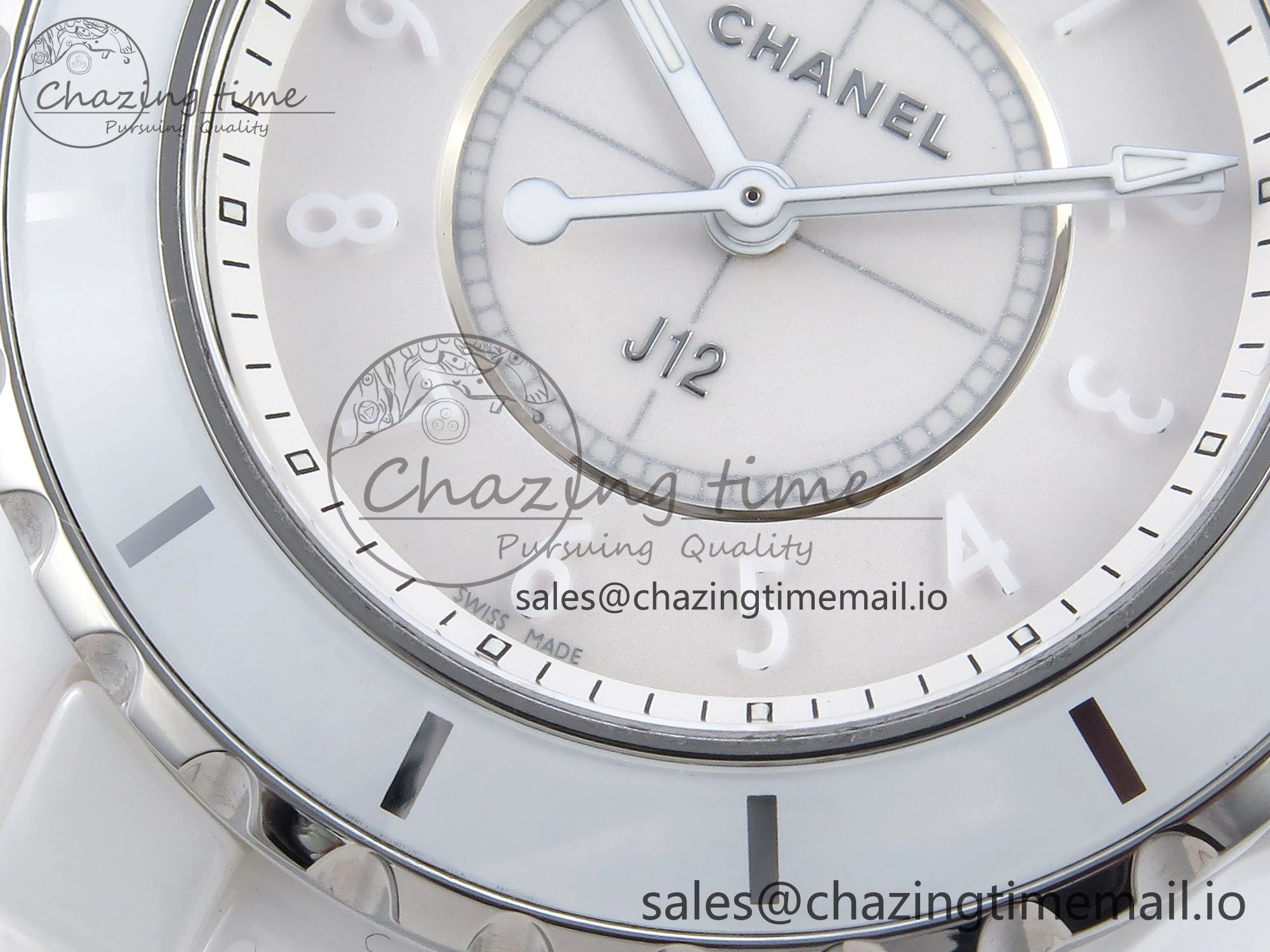 J13 33mm White Ceramic HTF 1:1 Best Edition White Dial Numbers Makers on Bracelet Swiss Quartz