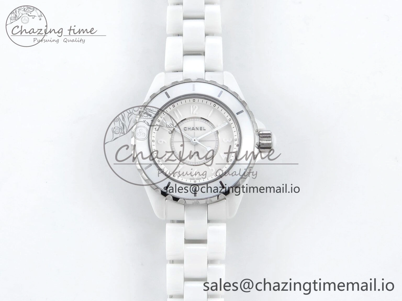 J13 33mm White Ceramic HTF 1:1 Best Edition White Dial Numbers Makers on Bracelet Swiss Quartz
