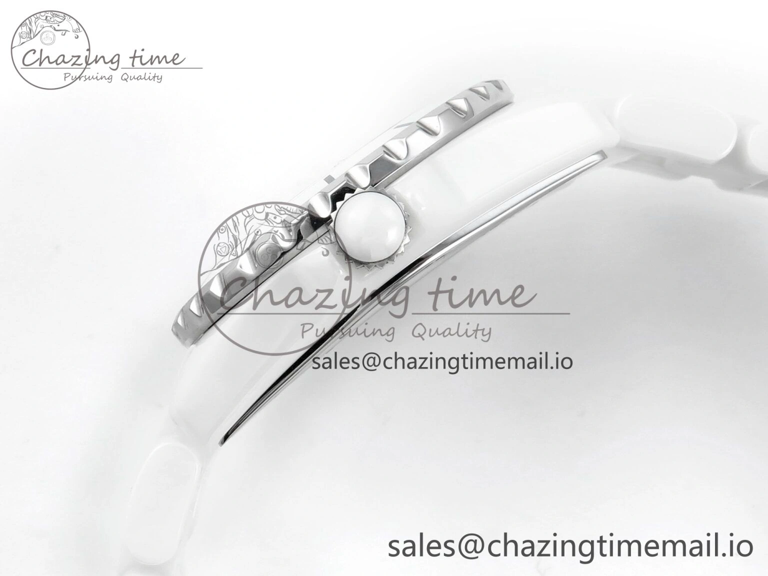 J13 33mm White Ceramic HTF 1:1 Best Edition White Dial Numbers Makers on Bracelet Swiss Quartz