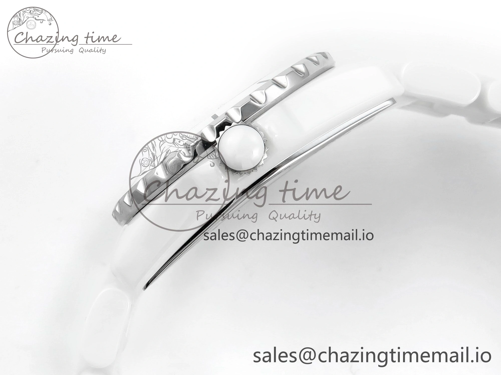 J13 33mm White Ceramic HTF 1:1 Best Edition White Dial Numbers Makers on Bracelet Swiss Quartz
