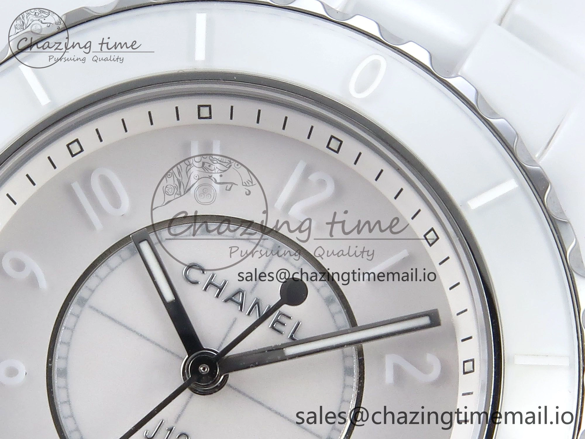 J13 33mm White Ceramic HTF 1:1 Best Edition White Dial Numbers Makers on Bracelet Swiss Quartz