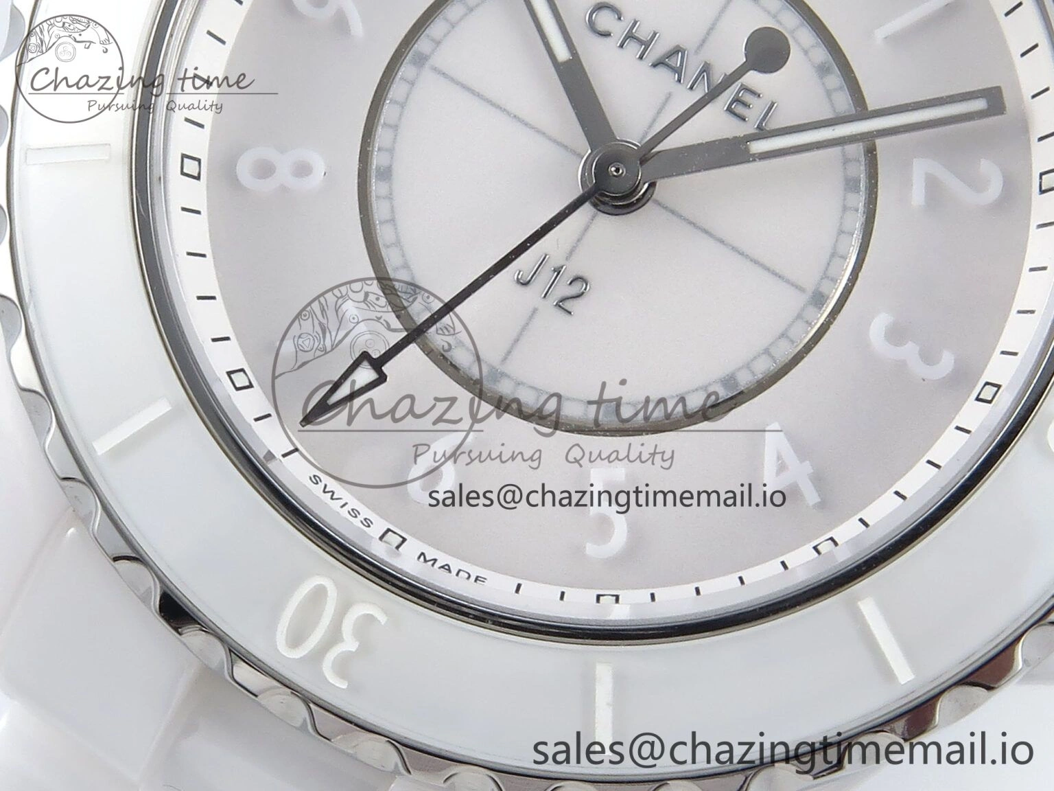 J13 33mm White Ceramic HTF 1:1 Best Edition White Dial Numbers Makers on Bracelet Swiss Quartz