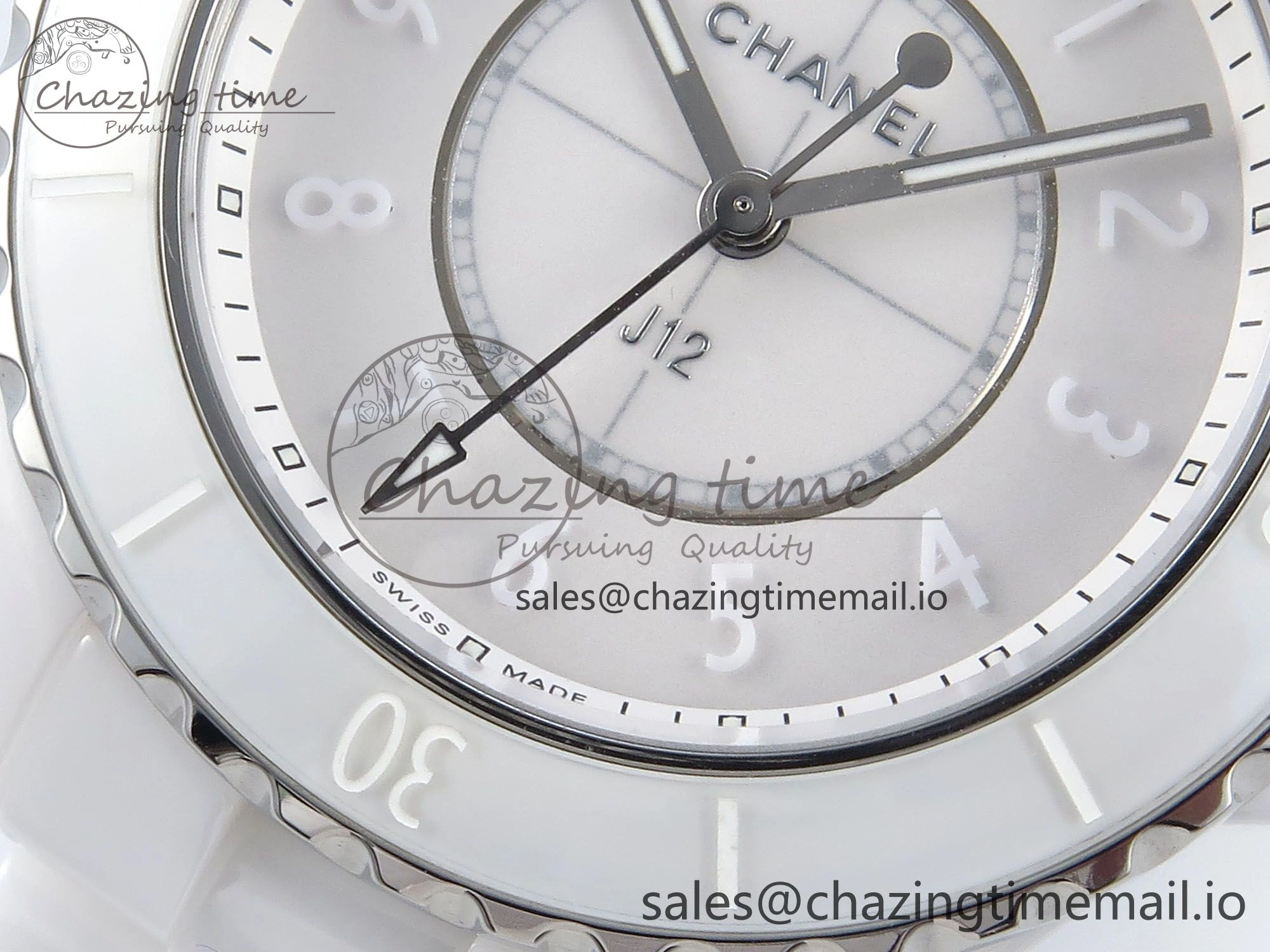 J13 33mm White Ceramic HTF 1:1 Best Edition White Dial Numbers Makers on Bracelet Swiss Quartz