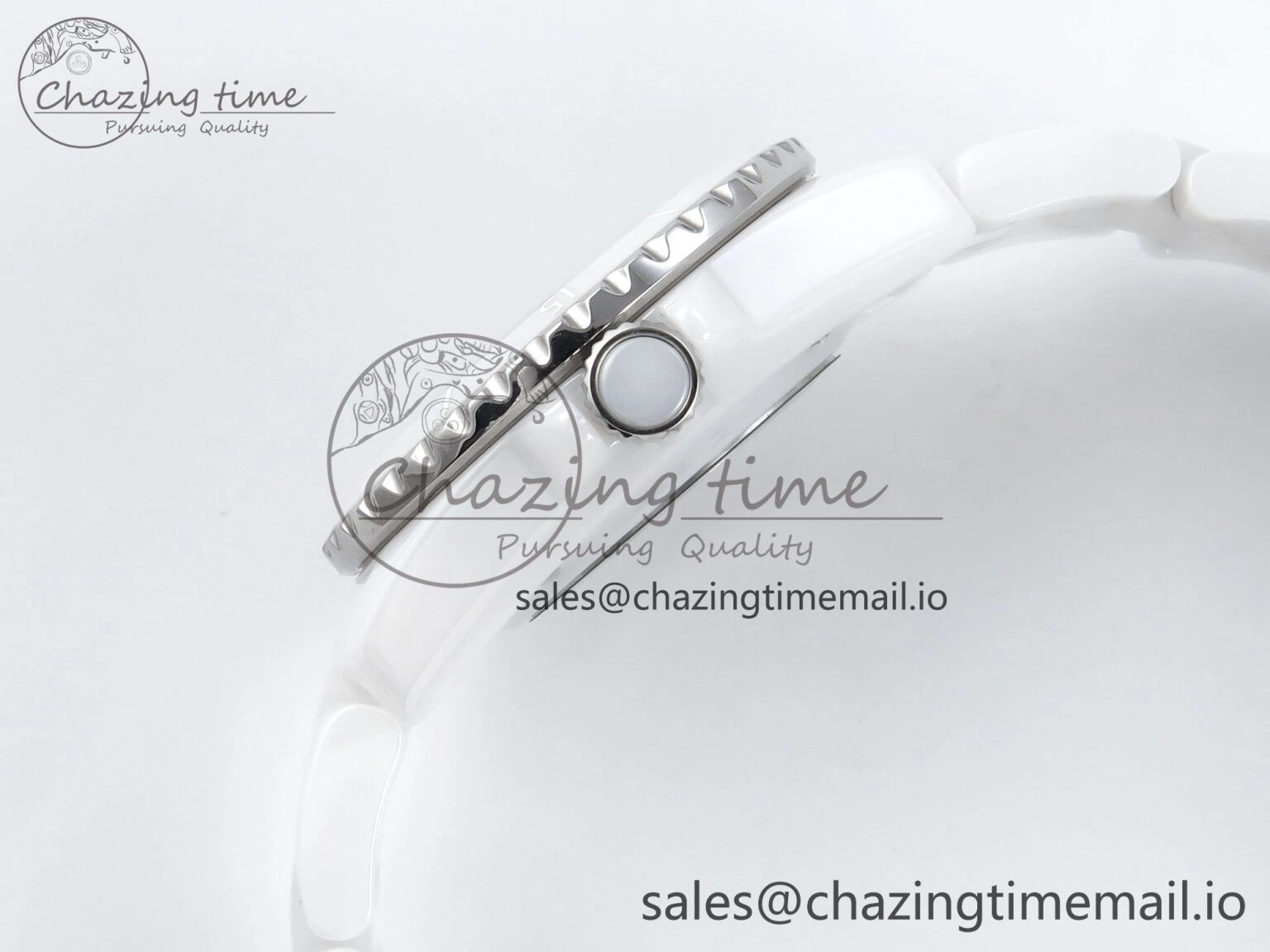 J13 33mm White Ceramic HTF 1:1 Best Edition White Dial Numbers Makers on Bracelet Swiss Quartz