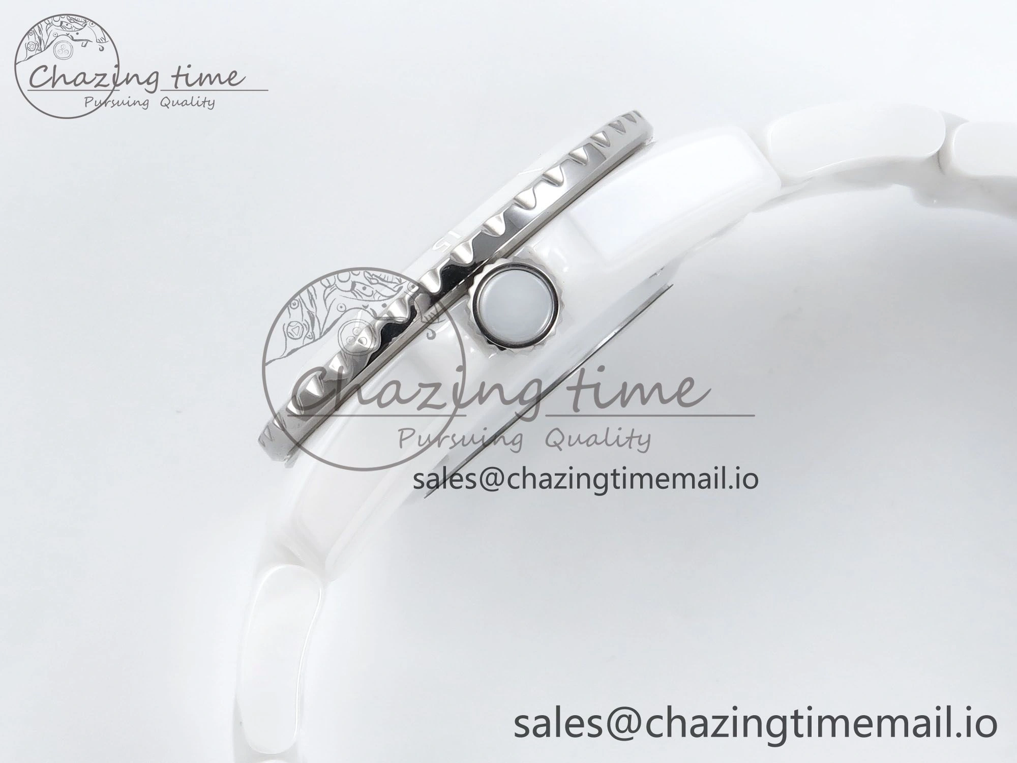 J13 33mm White Ceramic HTF 1:1 Best Edition White Dial Numbers Makers on Bracelet Swiss Quartz