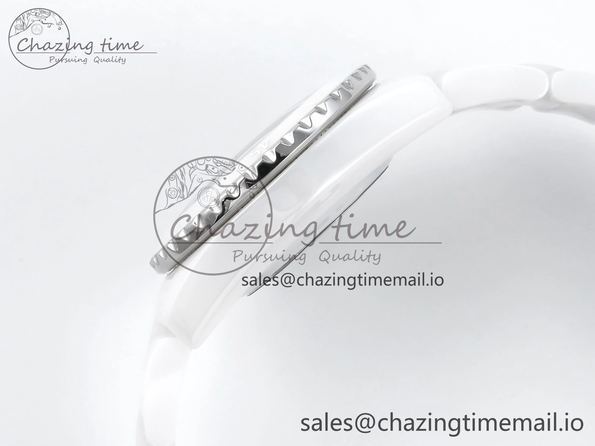 J13 33mm White Ceramic HTF 1:1 Best Edition White Dial Numbers Makers on Bracelet Swiss Quartz