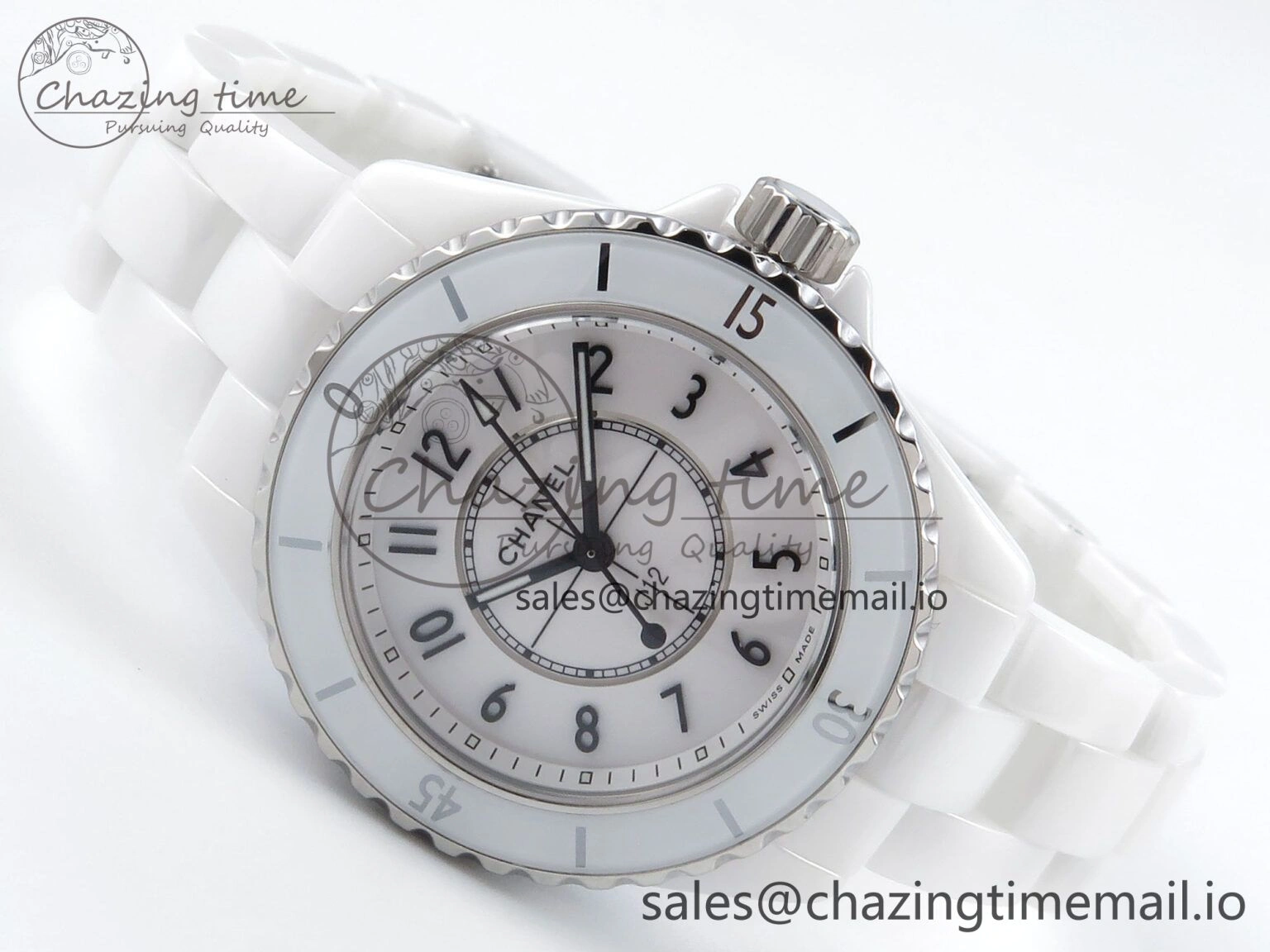 J13 33mm White Ceramic HTF 1:1 Best Edition White Dial on Bracelet Swiss Quartz