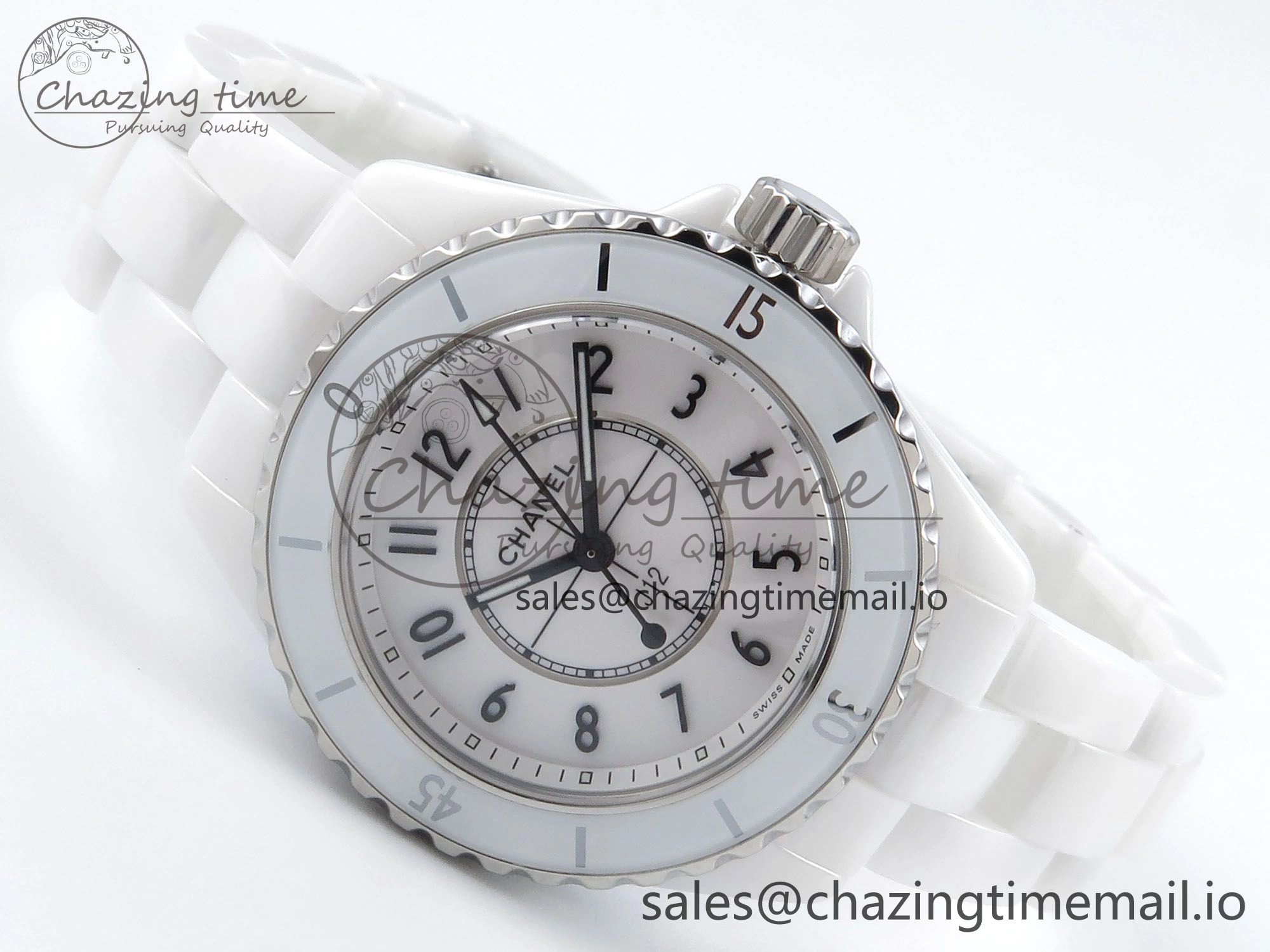 J13 33mm White Ceramic HTF 1:1 Best Edition White Dial on Bracelet Swiss Quartz