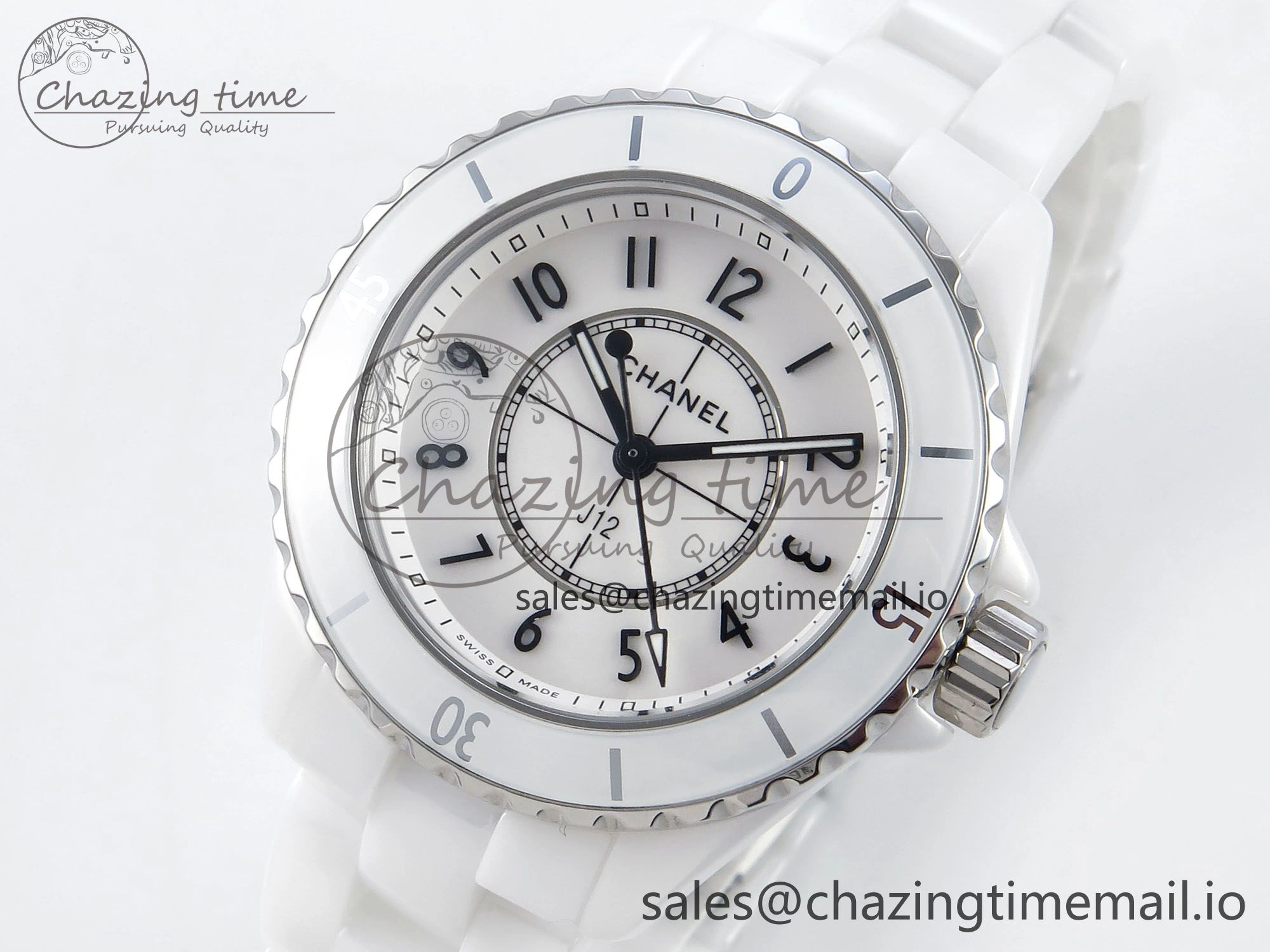 J13 33mm White Ceramic HTF 1:1 Best Edition White Dial on Bracelet Swiss Quartz
