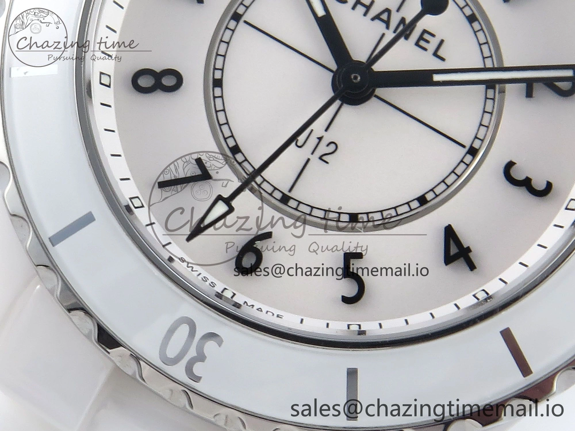 J13 33mm White Ceramic HTF 1:1 Best Edition White Dial on Bracelet Swiss Quartz