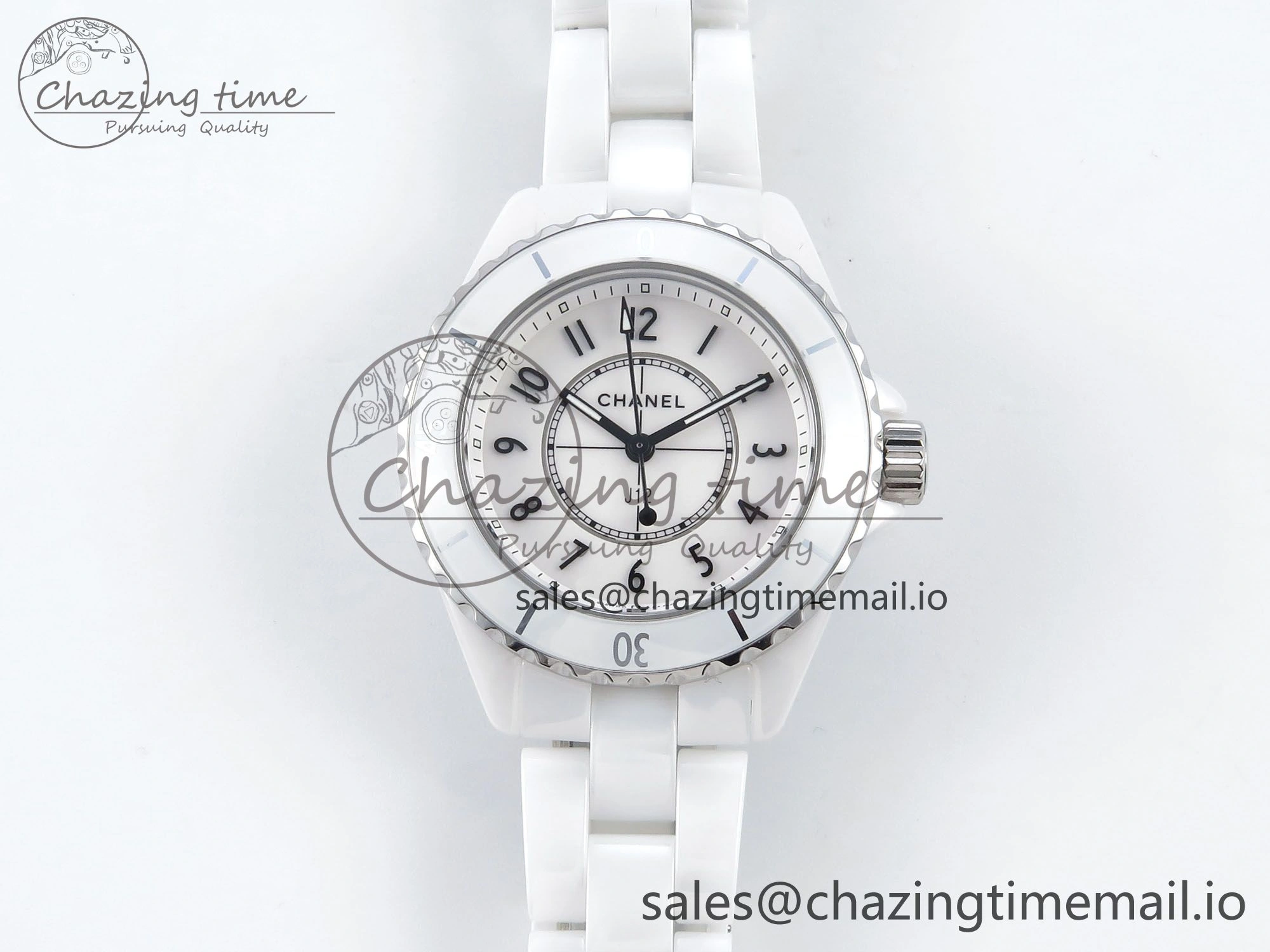 J13 33mm White Ceramic HTF 1:1 Best Edition White Dial on Bracelet Swiss Quartz
