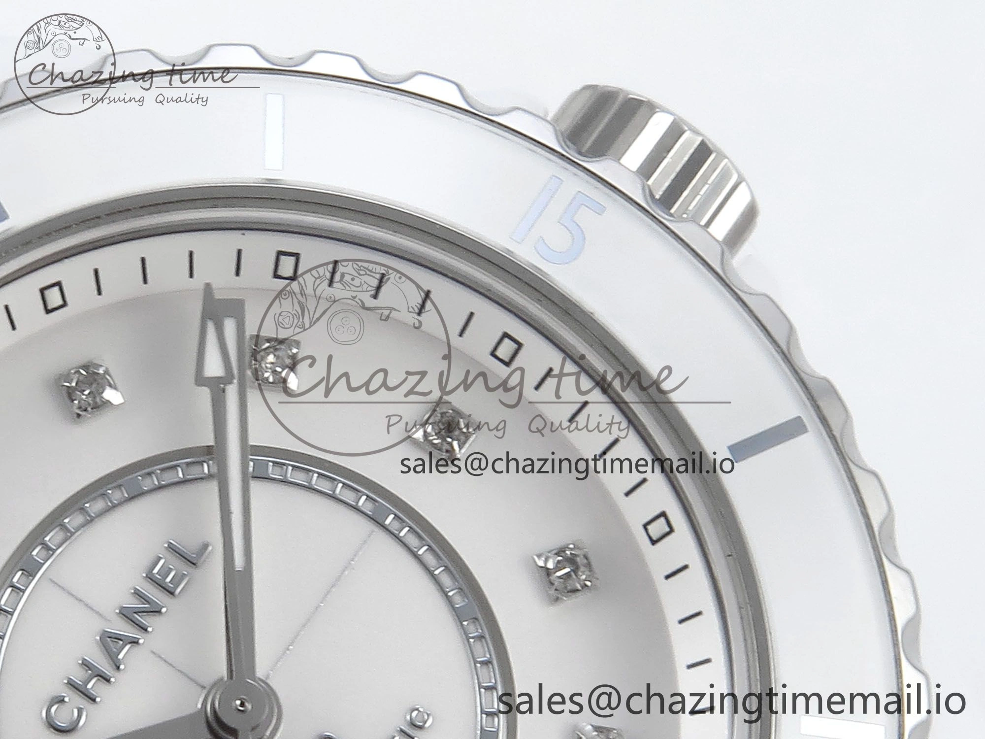 J13 33mm White Ceramic HTF 1:1 Best Edition White Diamonds Dial on Bracelet A12.1