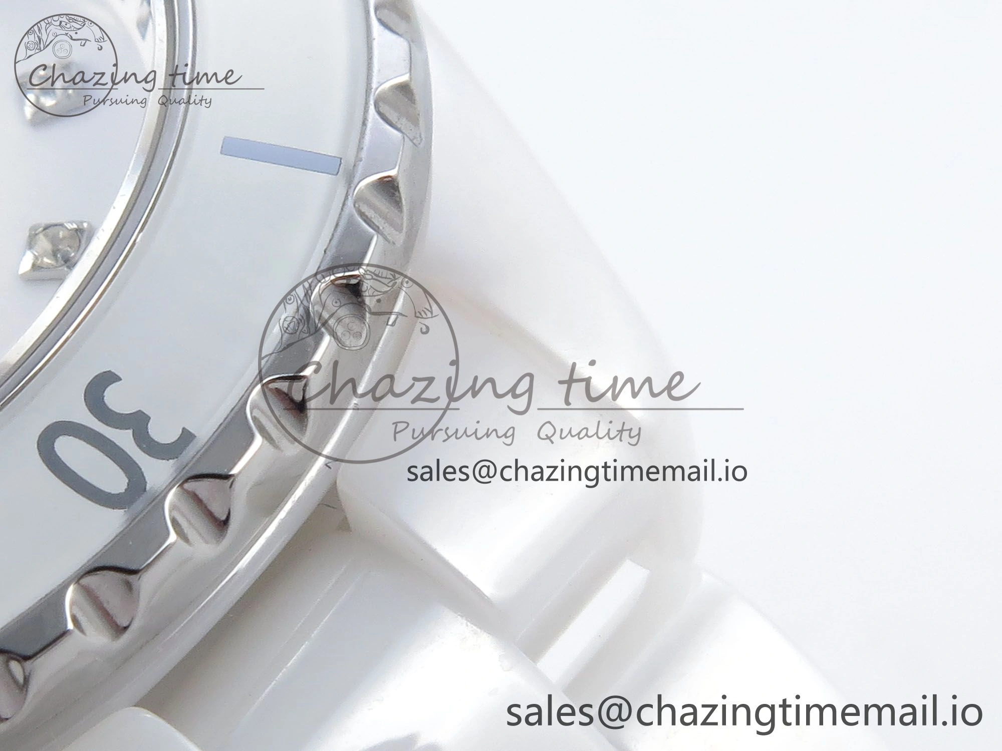 J13 33mm White Ceramic HTF 1:1 Best Edition White Diamonds Dial on Bracelet Swiss Quartz