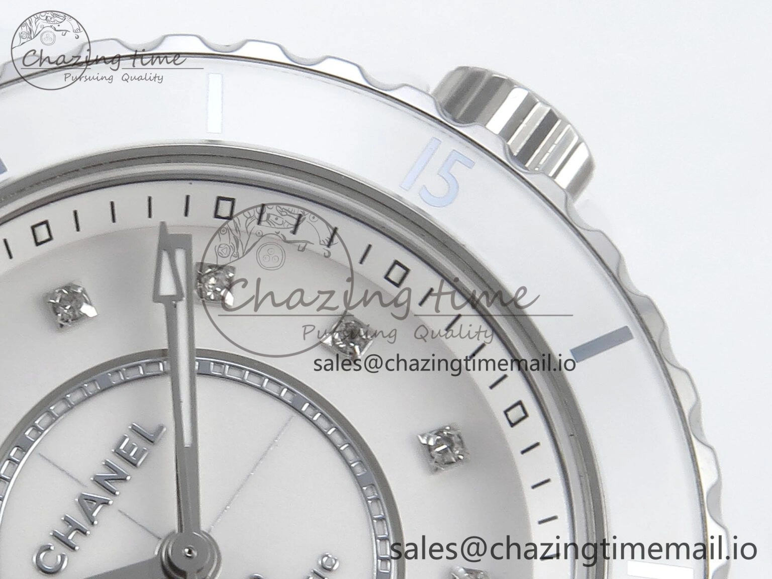 J13 33mm White Ceramic HTF 1:1 Best Edition White MOP Dial Diamonds Markers on Bracelet A12.1