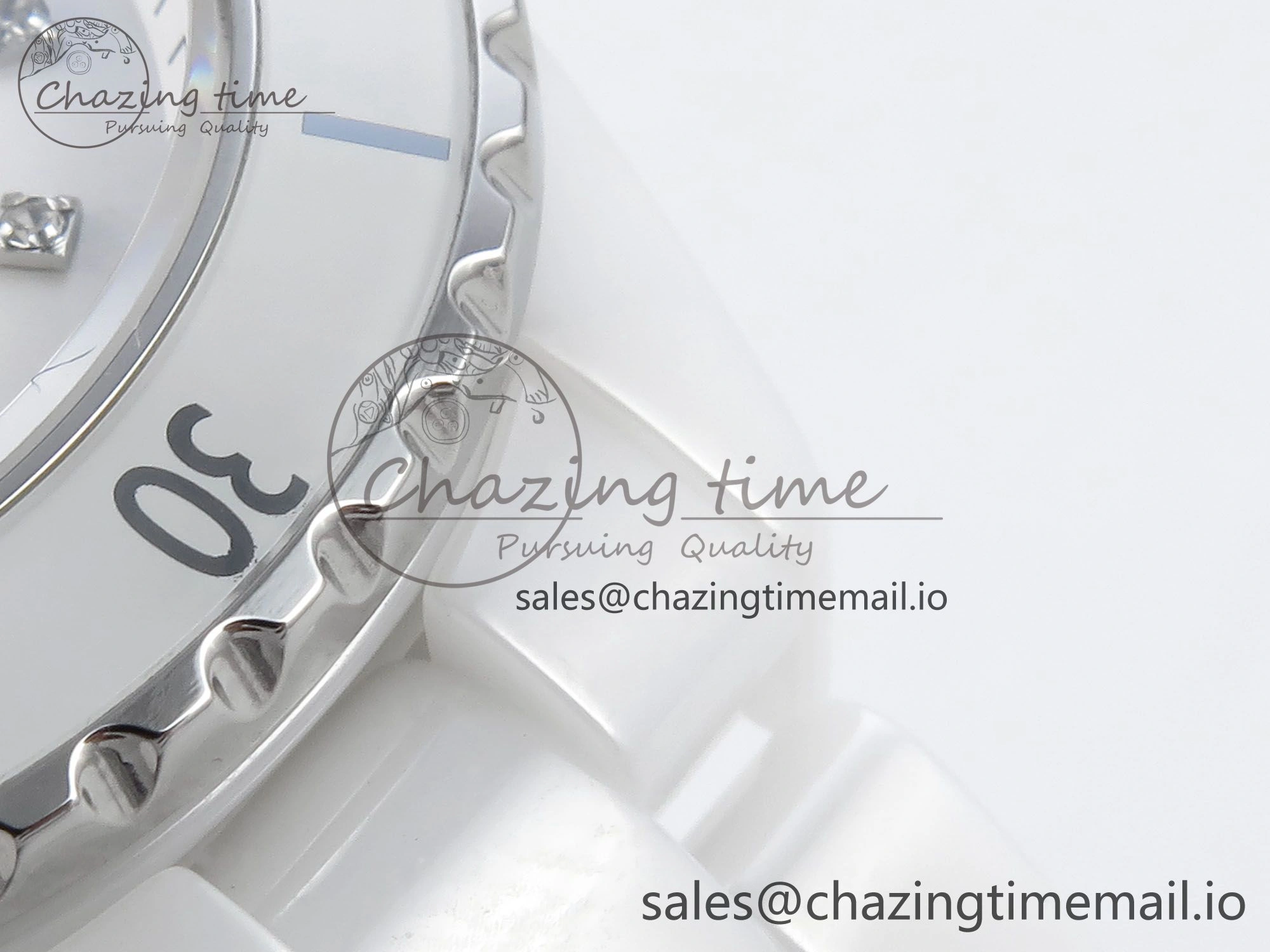 J13 33mm White Ceramic HTF 1:1 Best Edition White MOP Dial Diamonds Markers on Bracelet A12.1
