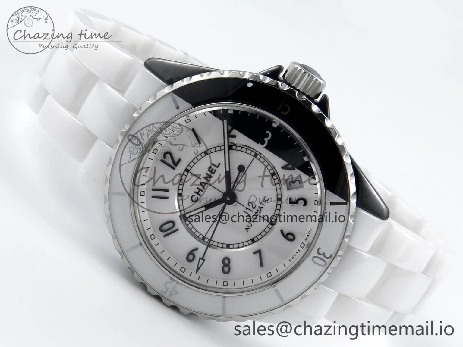 J13 33mm White Ceramic HTF 1:1 Best Edition White Black Dial on Bracelet A12.1