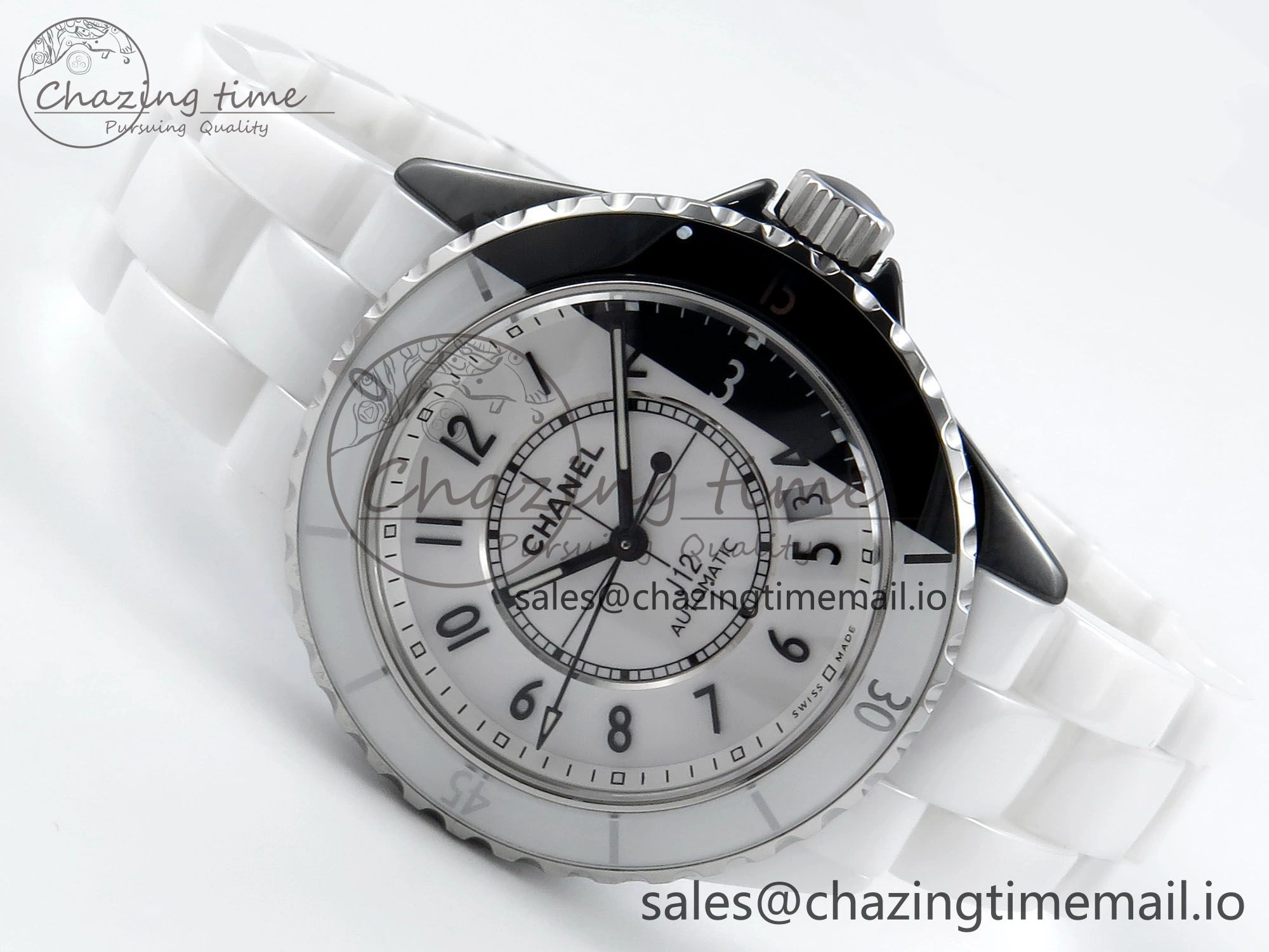 J13 33mm White Ceramic HTF 1:1 Best Edition White Black Dial on Bracelet A12.1