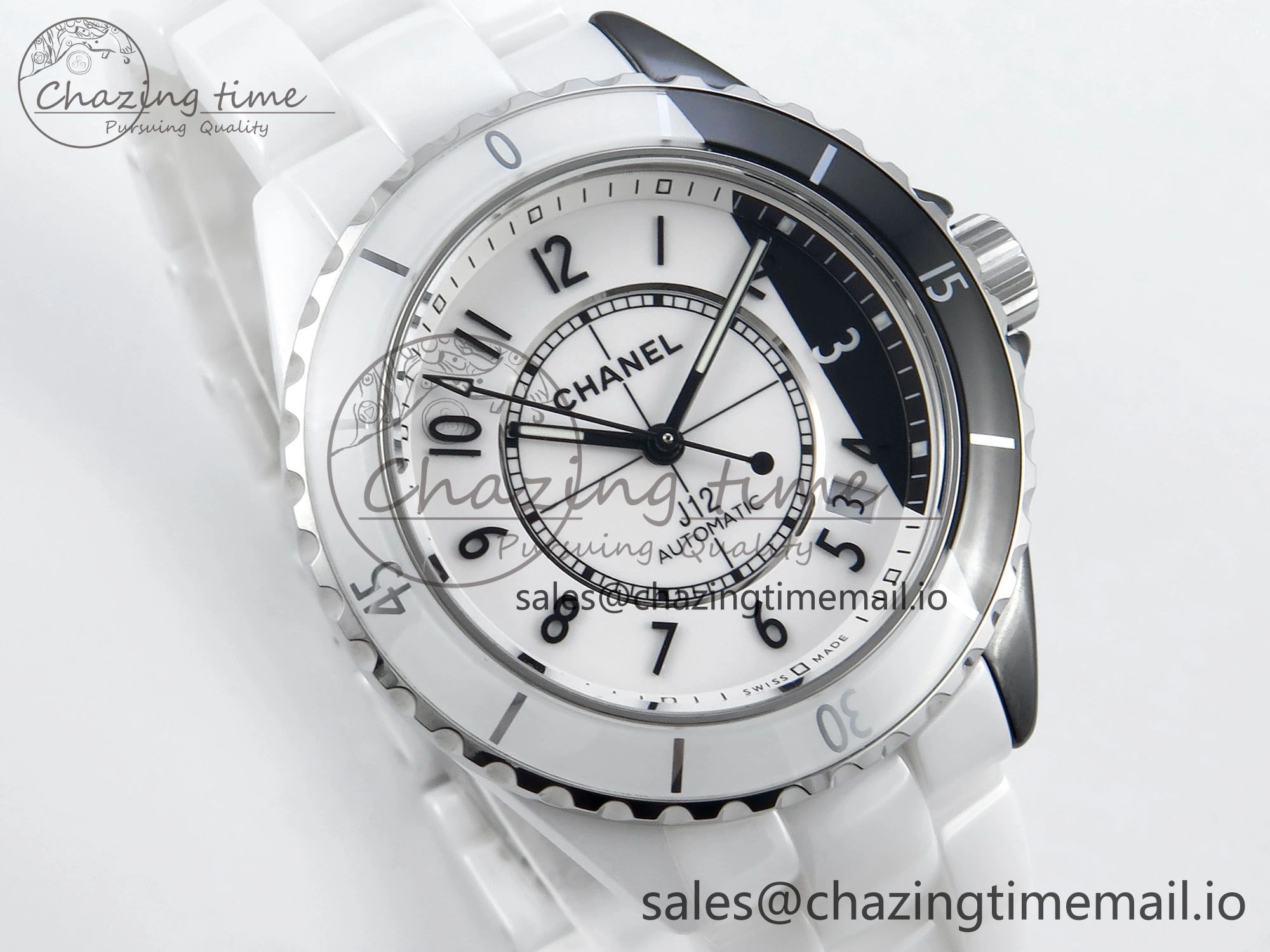 J13 33mm White Ceramic HTF 1:1 Best Edition White Black Dial on Bracelet A12.1
