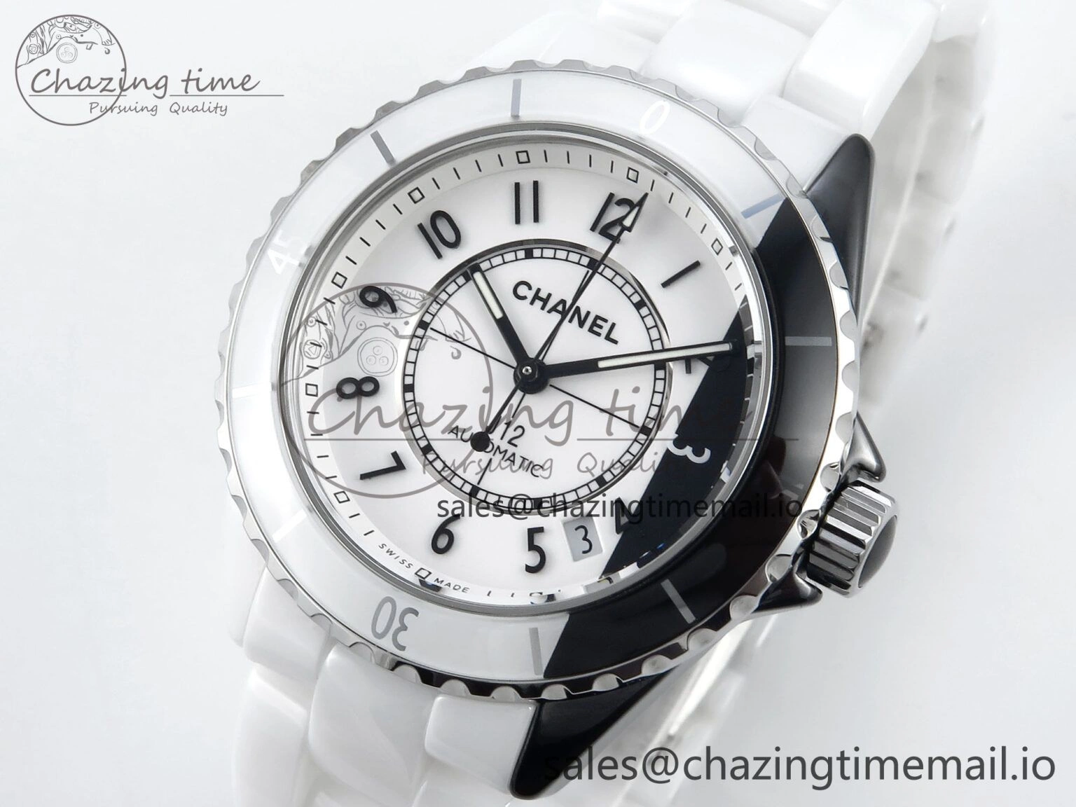 J13 33mm White Ceramic HTF 1:1 Best Edition White Black Dial on Bracelet A12.1