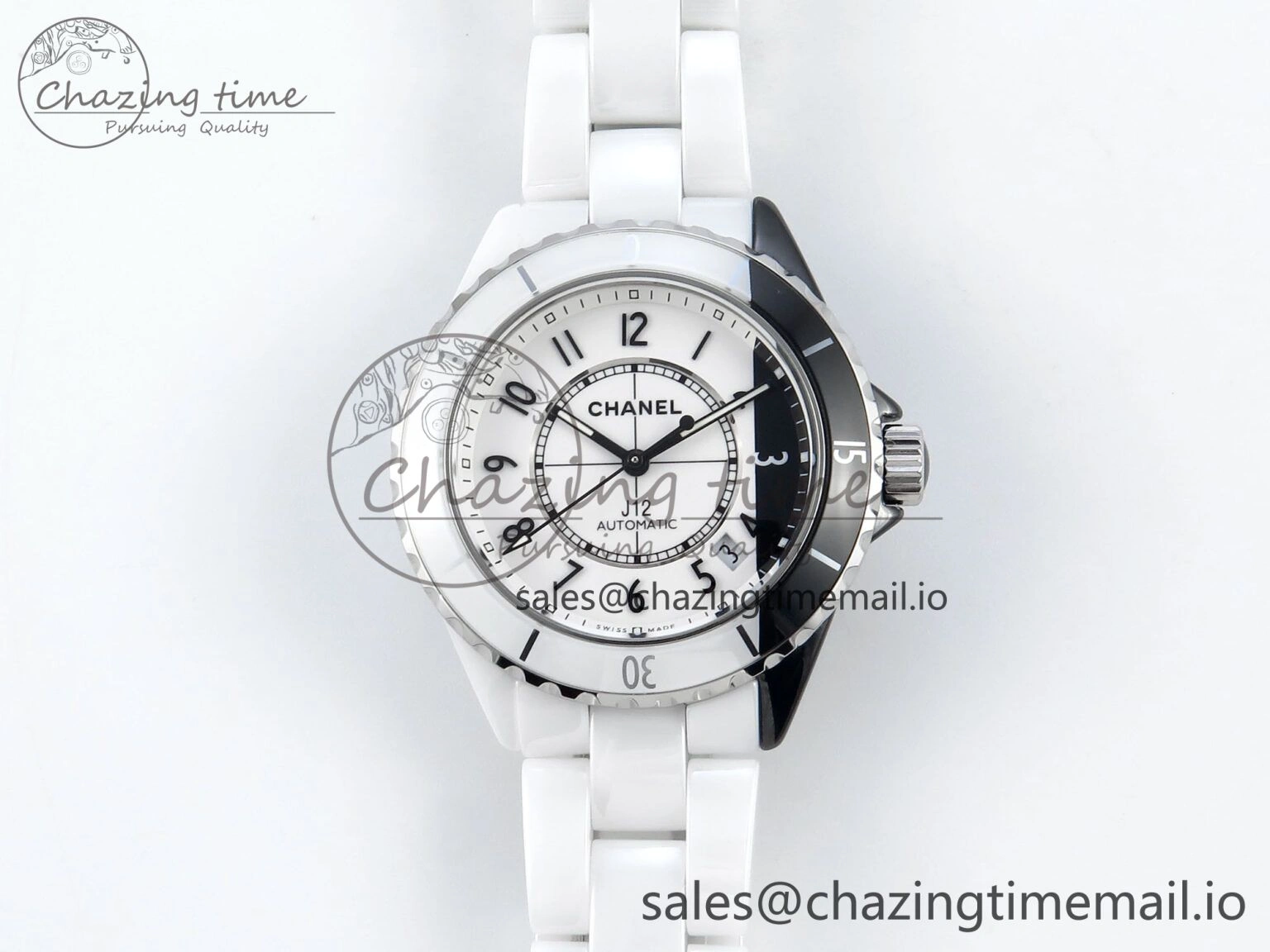 J13 33mm White Ceramic HTF 1:1 Best Edition White Black Dial on Bracelet A12.1