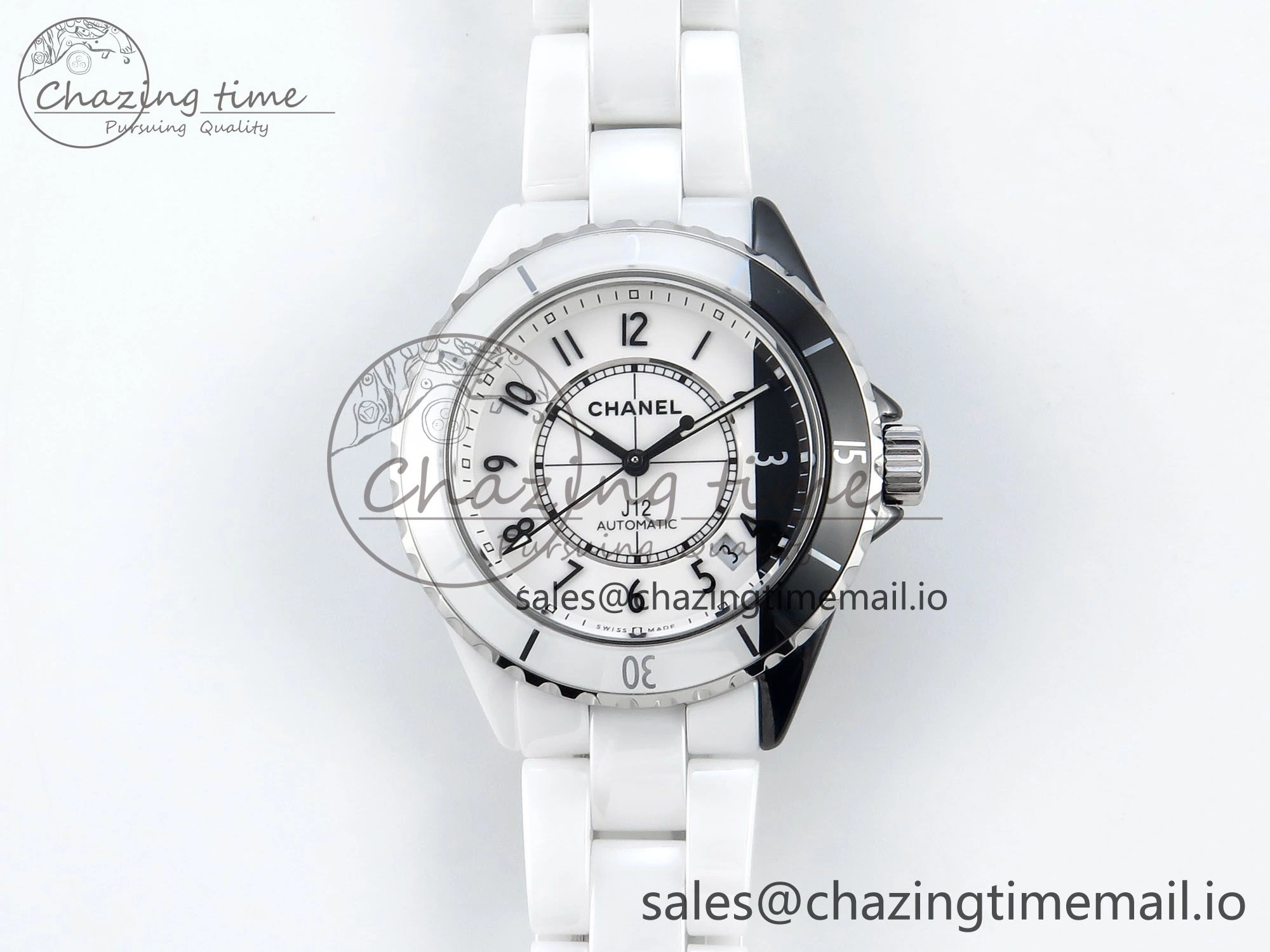 J13 33mm White Ceramic HTF 1:1 Best Edition White Black Dial on Bracelet A12.1