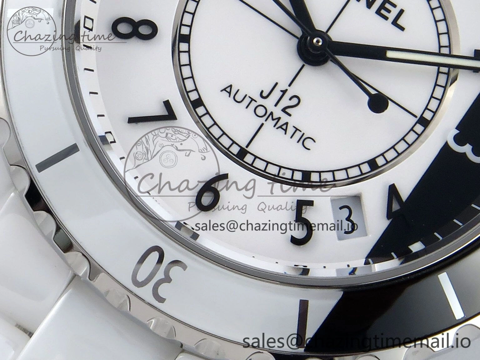 J13 33mm White Ceramic HTF 1:1 Best Edition White Black Dial on Bracelet A12.1