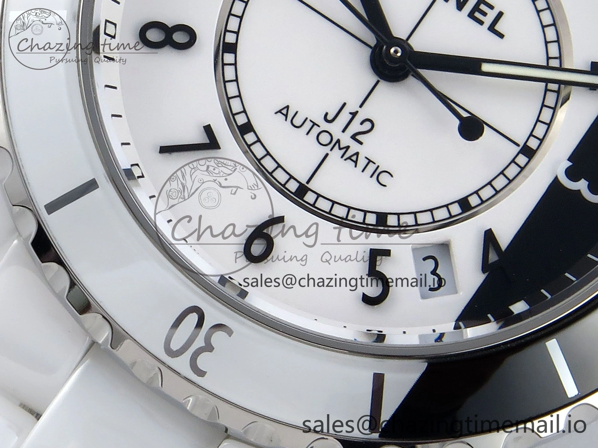 J13 33mm White Ceramic HTF 1:1 Best Edition White Black Dial on Bracelet A12.1
