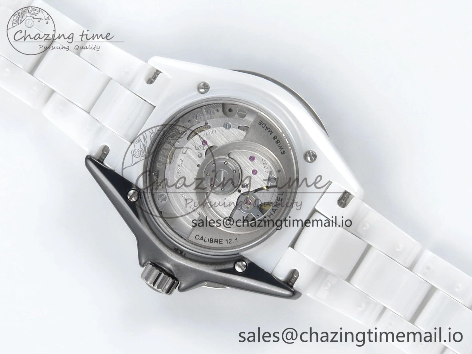 J13 33mm White Ceramic HTF 1:1 Best Edition White Black Dial on Bracelet A12.1