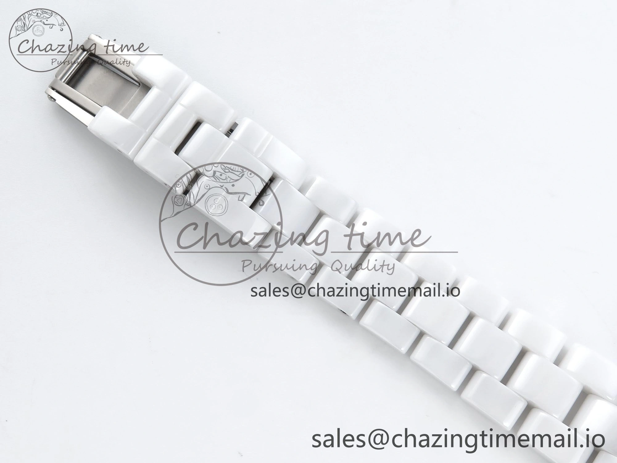 J13 33mm White Ceramic HTF 1:1 Best Edition White Blue Dial on Bracelet Swiss Quartz