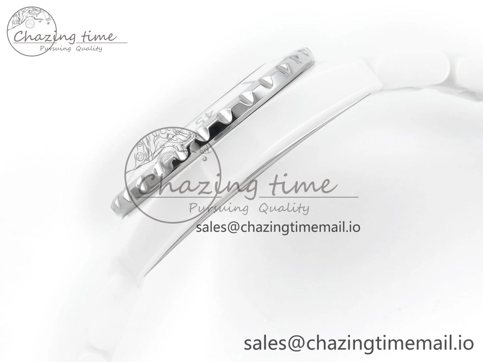 J13 33mm White Ceramic HTF 1:1 Best Edition White Blue Dial on Bracelet Swiss Quartz