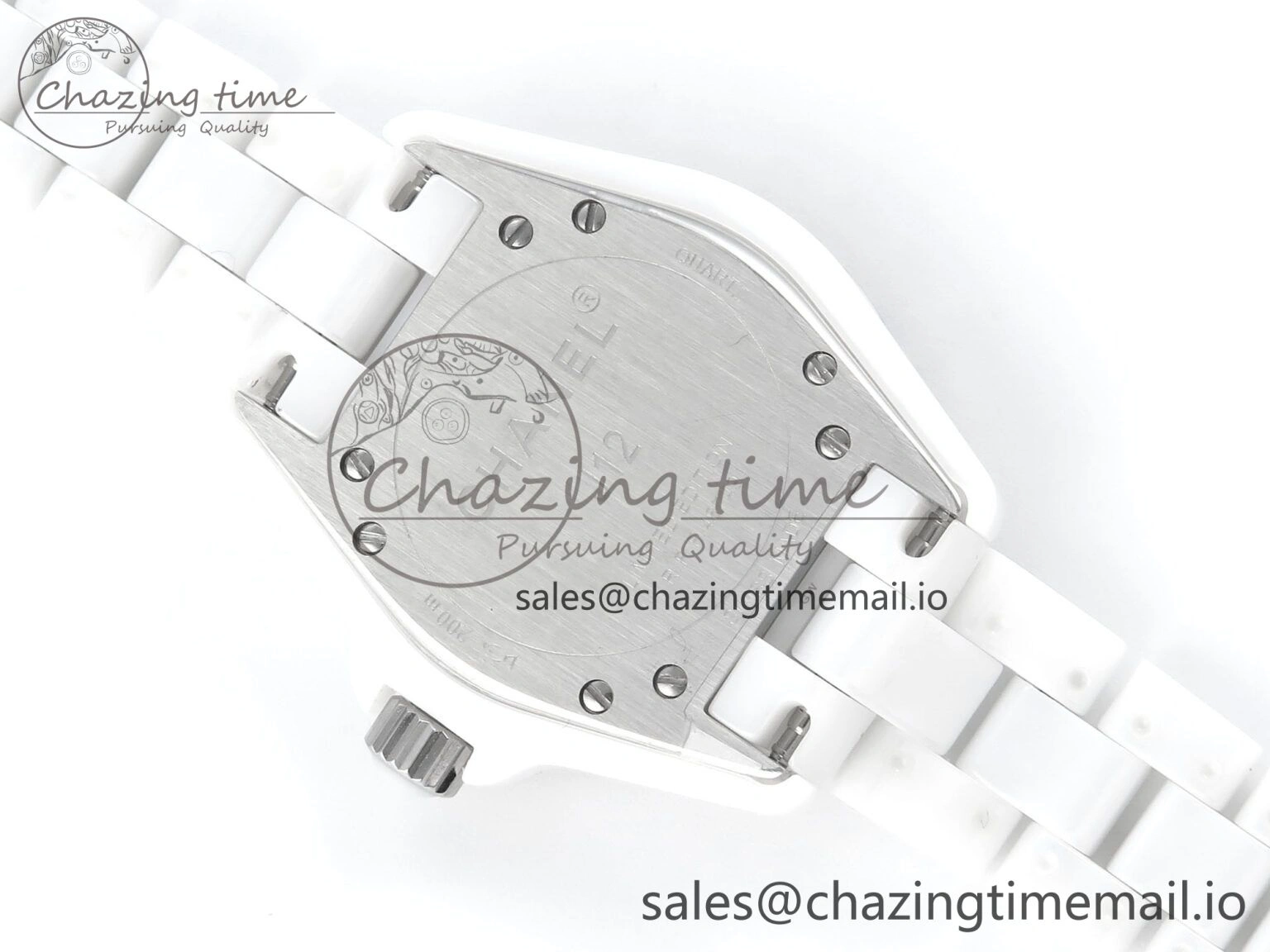 J13 33mm White Ceramic HTF 1:1 Best Edition White Blue Dial on Bracelet Swiss Quartz