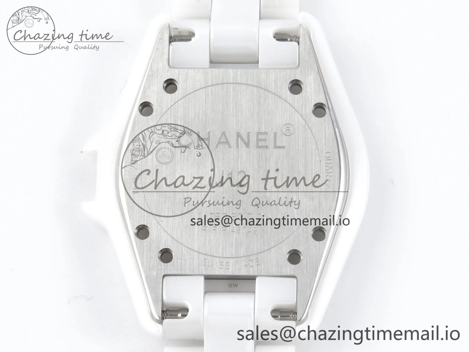 J13 33mm White Ceramic HTF 1:1 Best Edition White Blue Dial on Bracelet Swiss Quartz