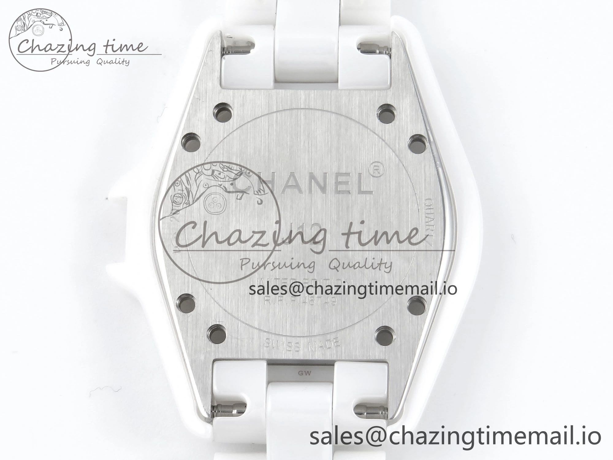 J13 33mm White Ceramic HTF 1:1 Best Edition White Blue Dial on Bracelet Swiss Quartz