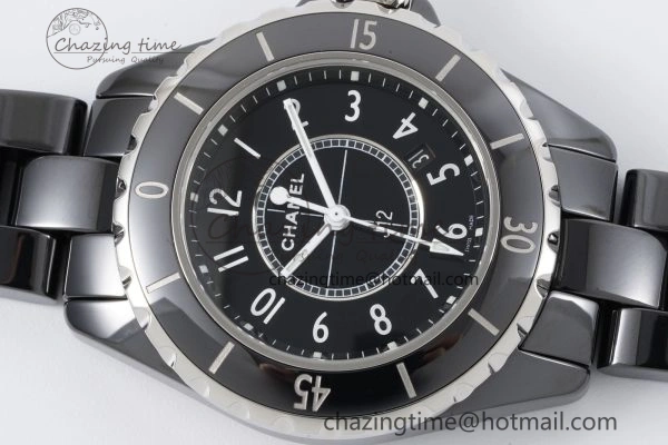 J13 33mm XF 1:1 Best Edition Black Korea Ceramic Black Numeral Dial on Bracelet Swiss Quartz