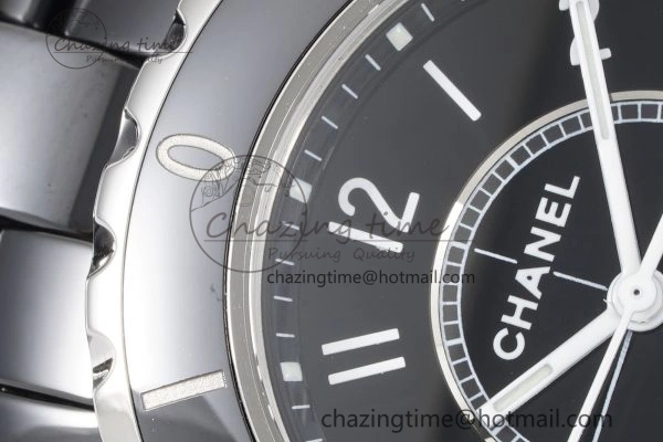 J13 33mm XF 1:1 Best Edition Black Korea Ceramic Black Numeral Dial on Bracelet Swiss Quartz