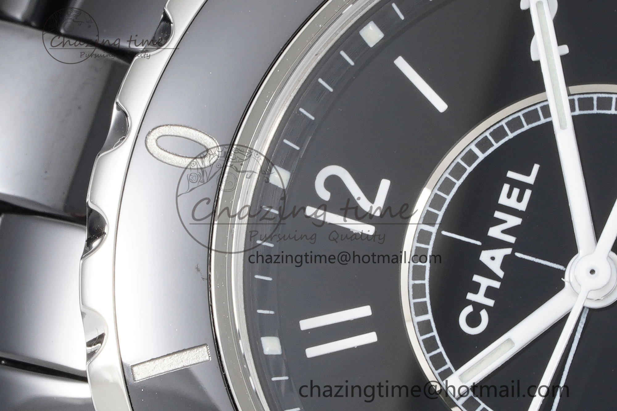 J13 33mm XF 1:1 Best Edition Black Korea Ceramic Black Numeral Dial on Bracelet Swiss Quartz