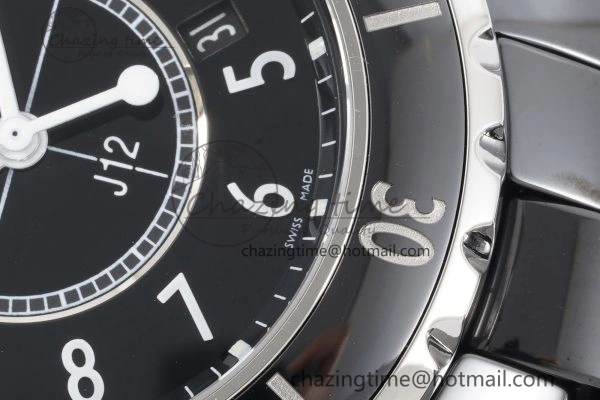 J13 33mm XF 1:1 Best Edition Black Korea Ceramic Black Numeral Dial on Bracelet Swiss Quartz