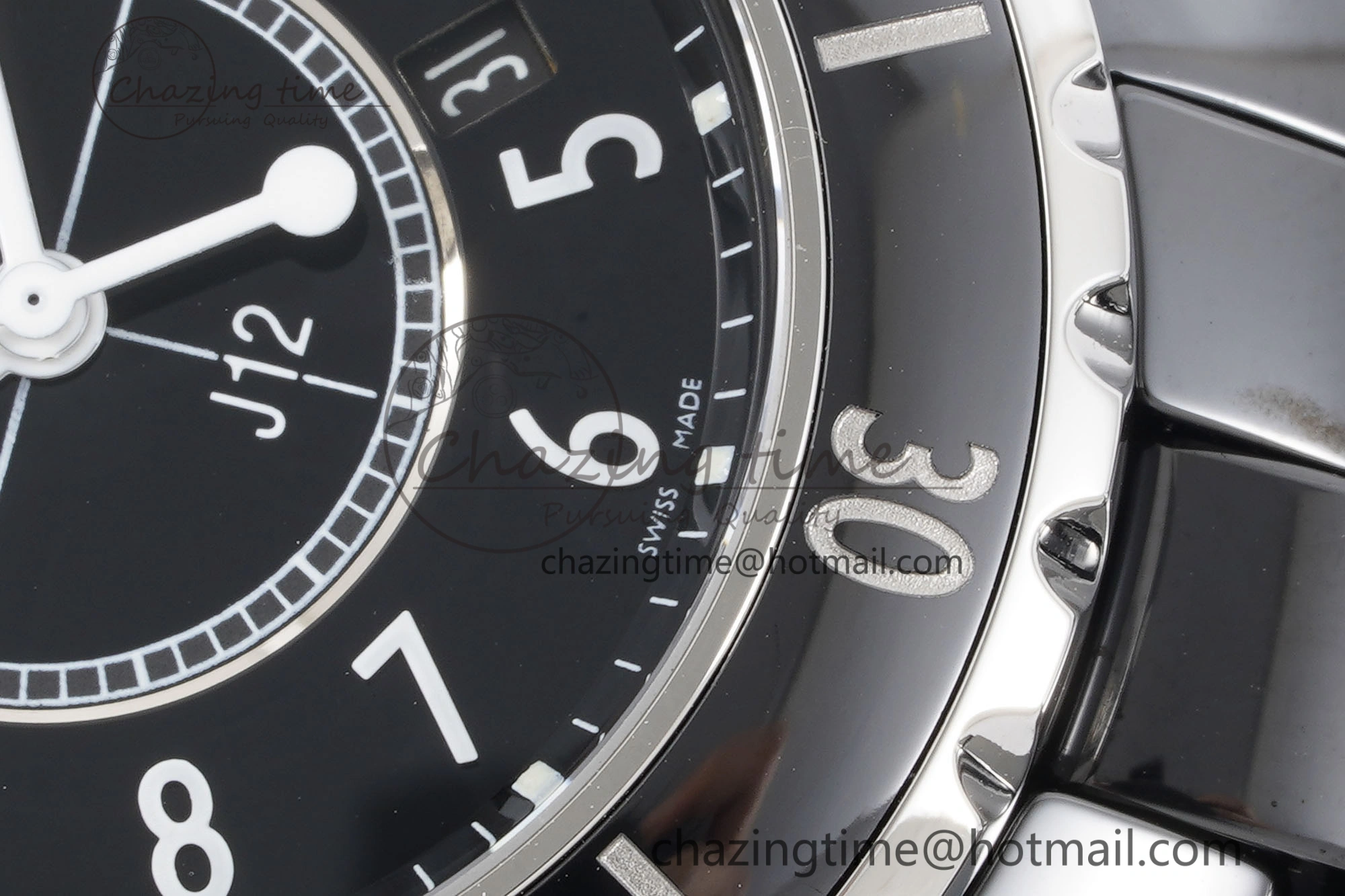 J13 33mm XF 1:1 Best Edition Black Korea Ceramic Black Numeral Dial on Bracelet Swiss Quartz
