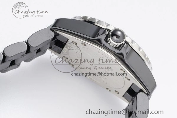 J13 33mm XF 1:1 Best Edition Black Korea Ceramic Black Numeral Dial on Bracelet Swiss Quartz
