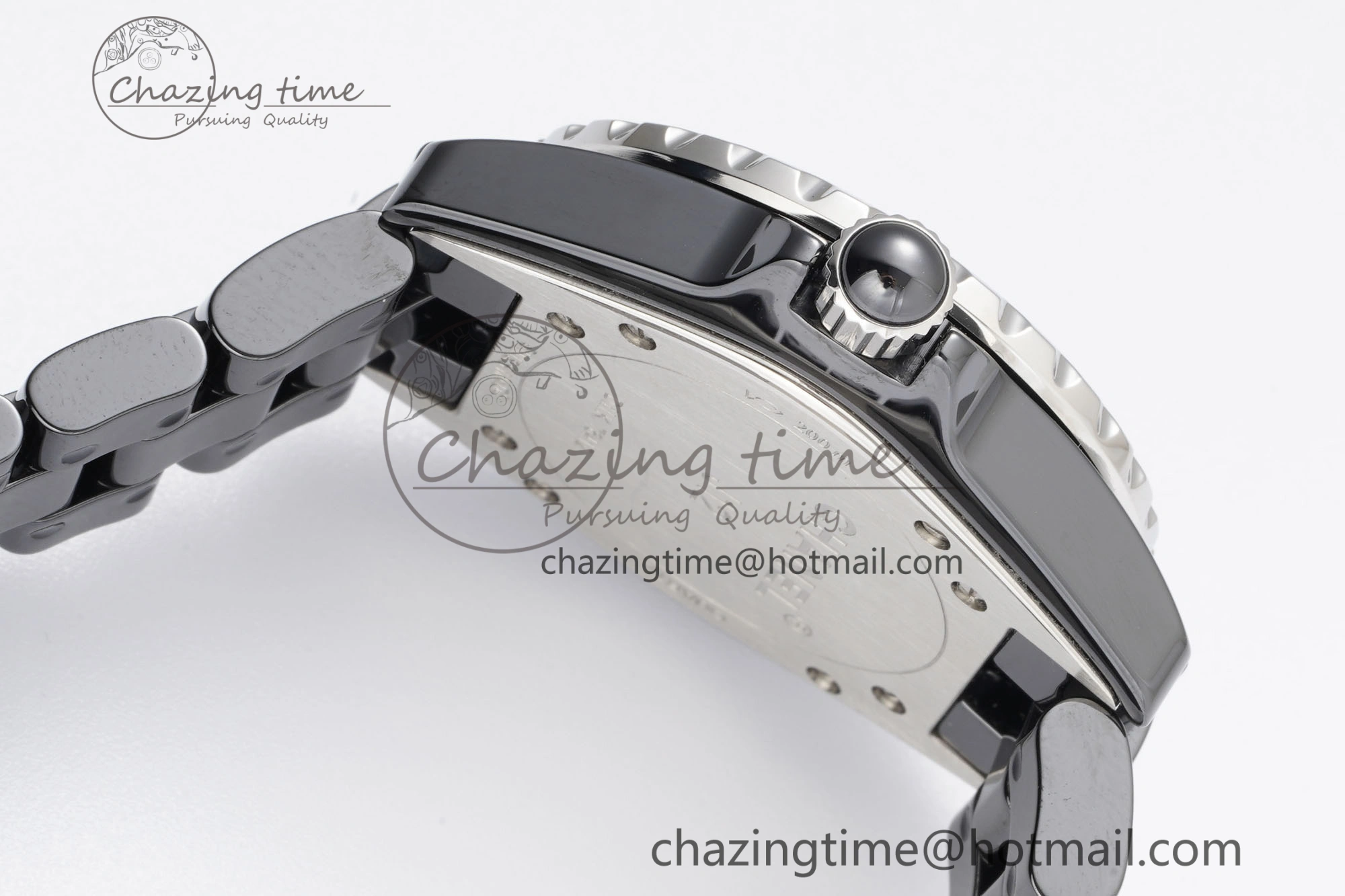 J13 33mm XF 1:1 Best Edition Black Korea Ceramic Black Numeral Dial on Bracelet Swiss Quartz